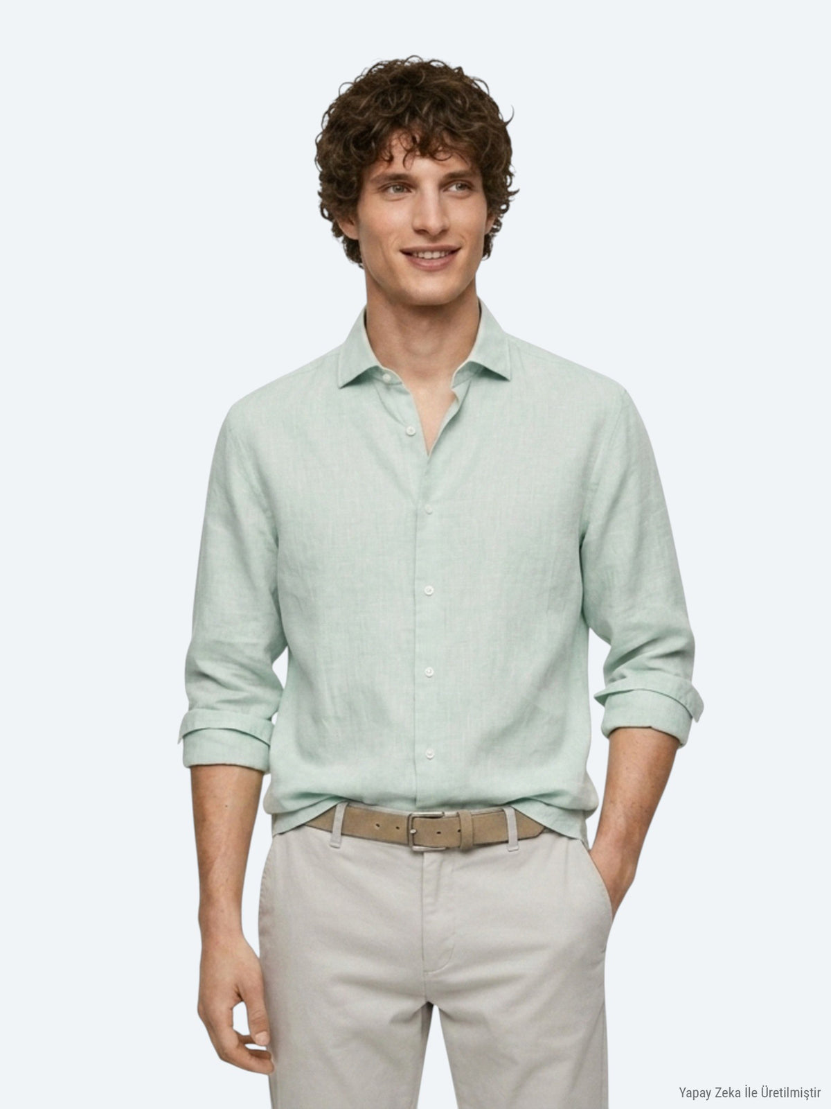 Mint Düz Regular Fit Uzun Dokuma Casual Pamuk Karışımlı Gömlek