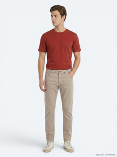 Vizon Dokuma Slim Fit Spor Pamuk Karışımlı Pantolon