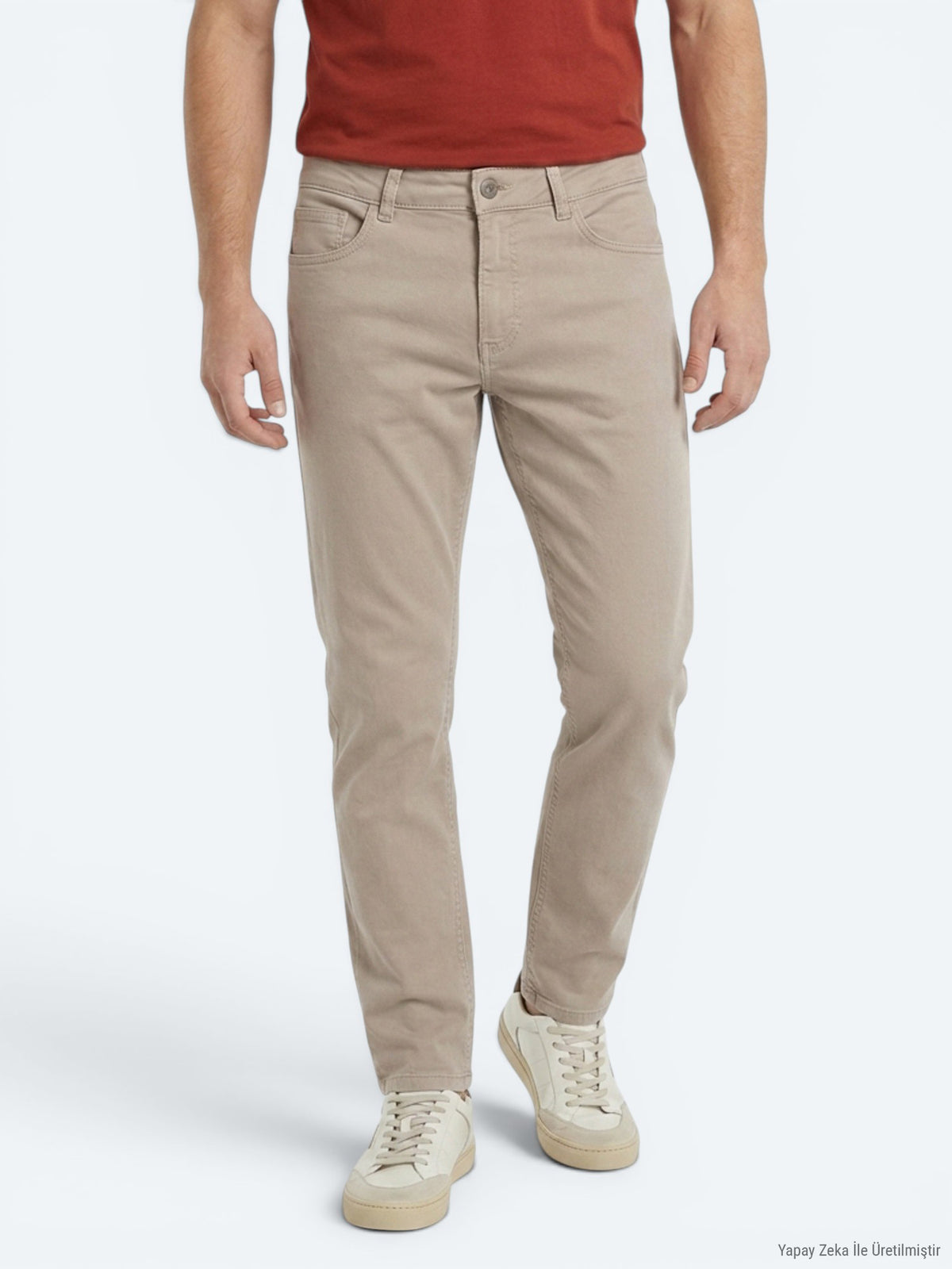 Vizon Dokuma Slim Fit Spor Pamuk Karışımlı Pantolon