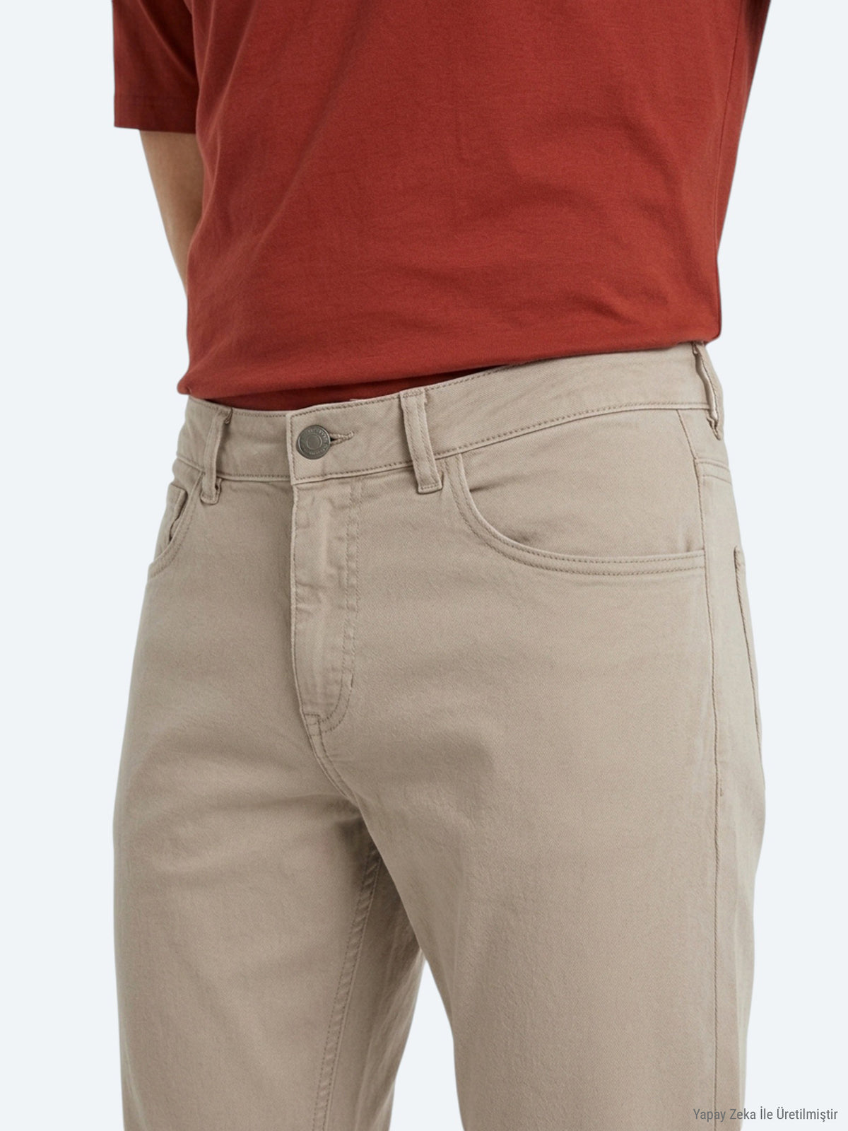 Vizon Dokuma Slim Fit Spor Pamuk Karışımlı Pantolon