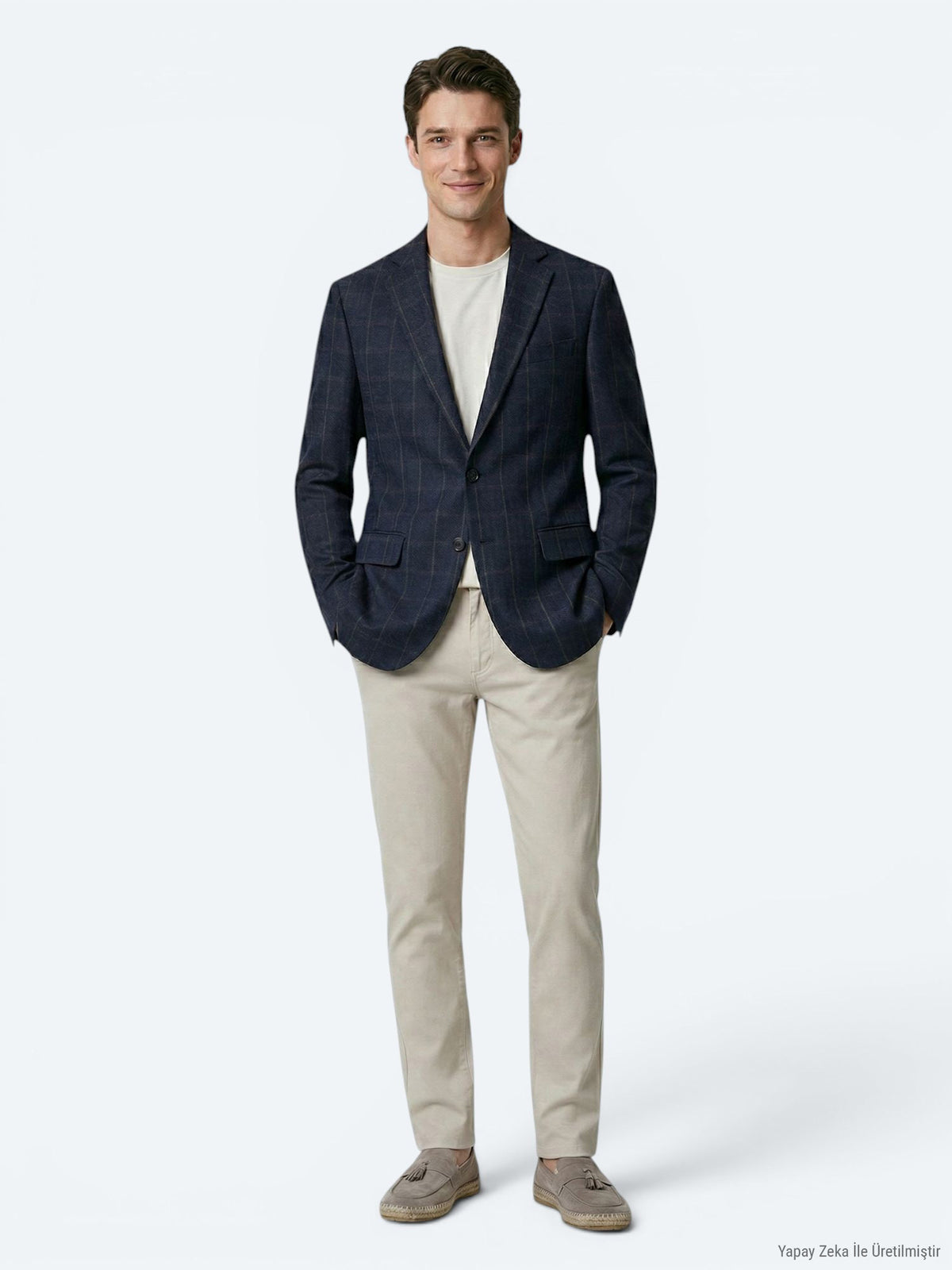 Lacivert Mikro Modern Fit Yün Karışımlı Ceket