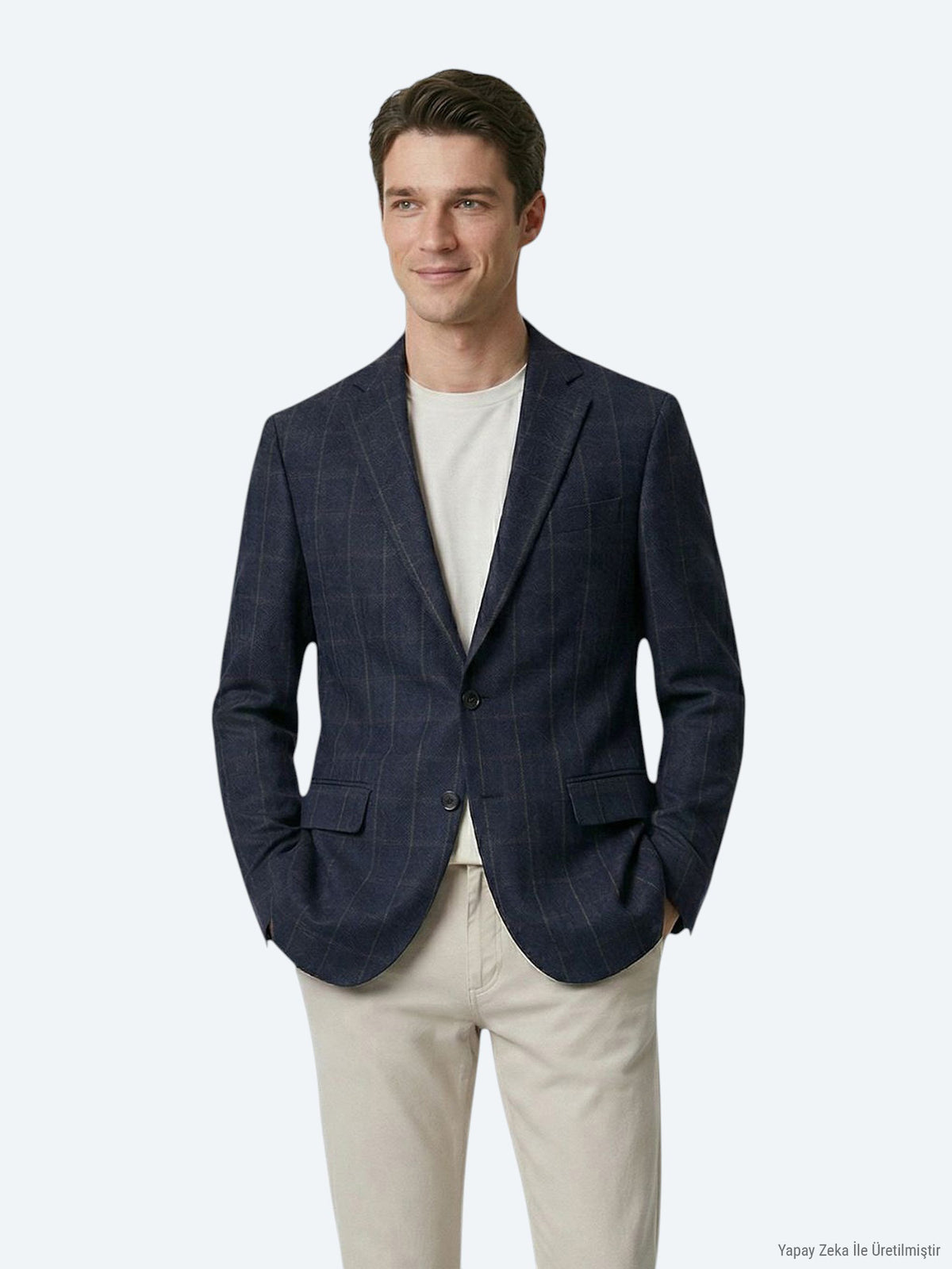 Lacivert Mikro Modern Fit Yün Karışımlı Ceket