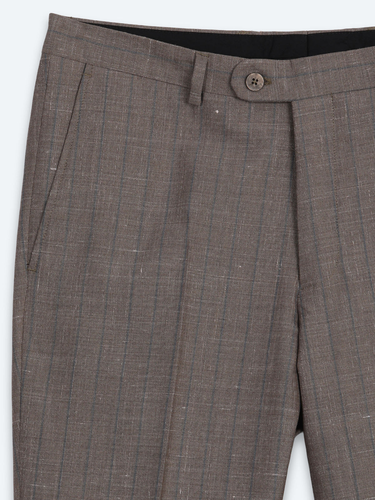 Vizon Çizgili Modern Fit İpek Karışımlı Takım Elbise