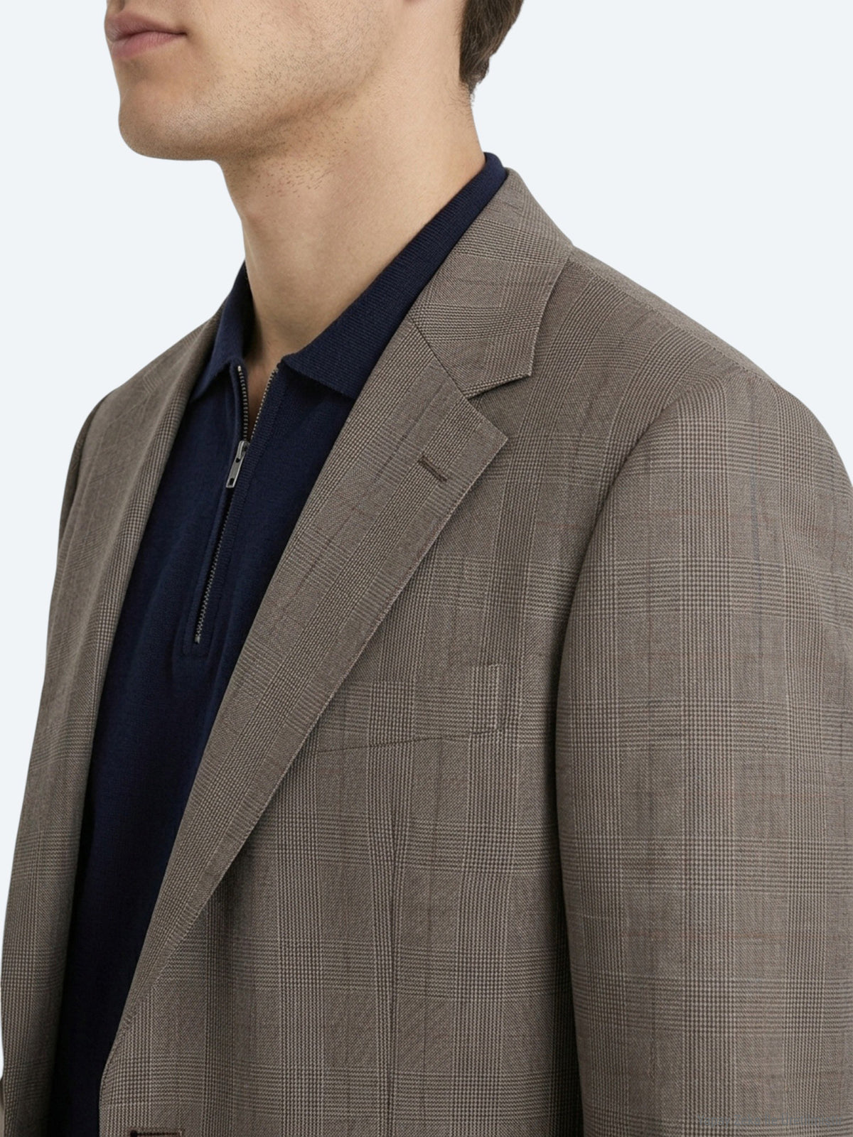 Vizon Çizgili Modern Fit İpek Karışımlı Takım Elbise