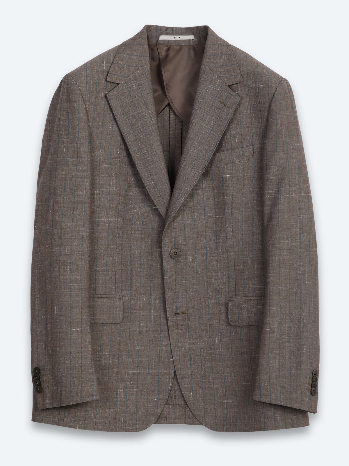 Vizon Çizgili Modern Fit İpek Karışımlı Takım Elbise