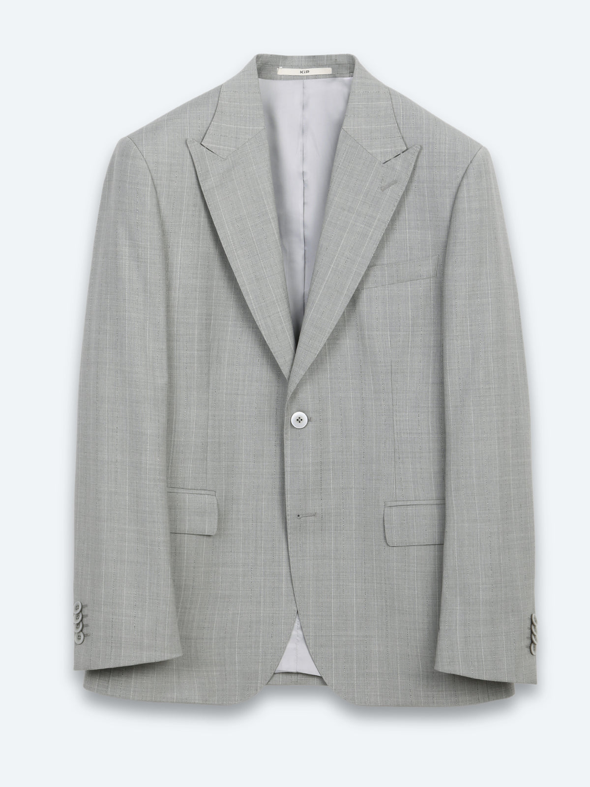 Gri Çizgili Modern Fit Yün Karışımlı Takım Elbise