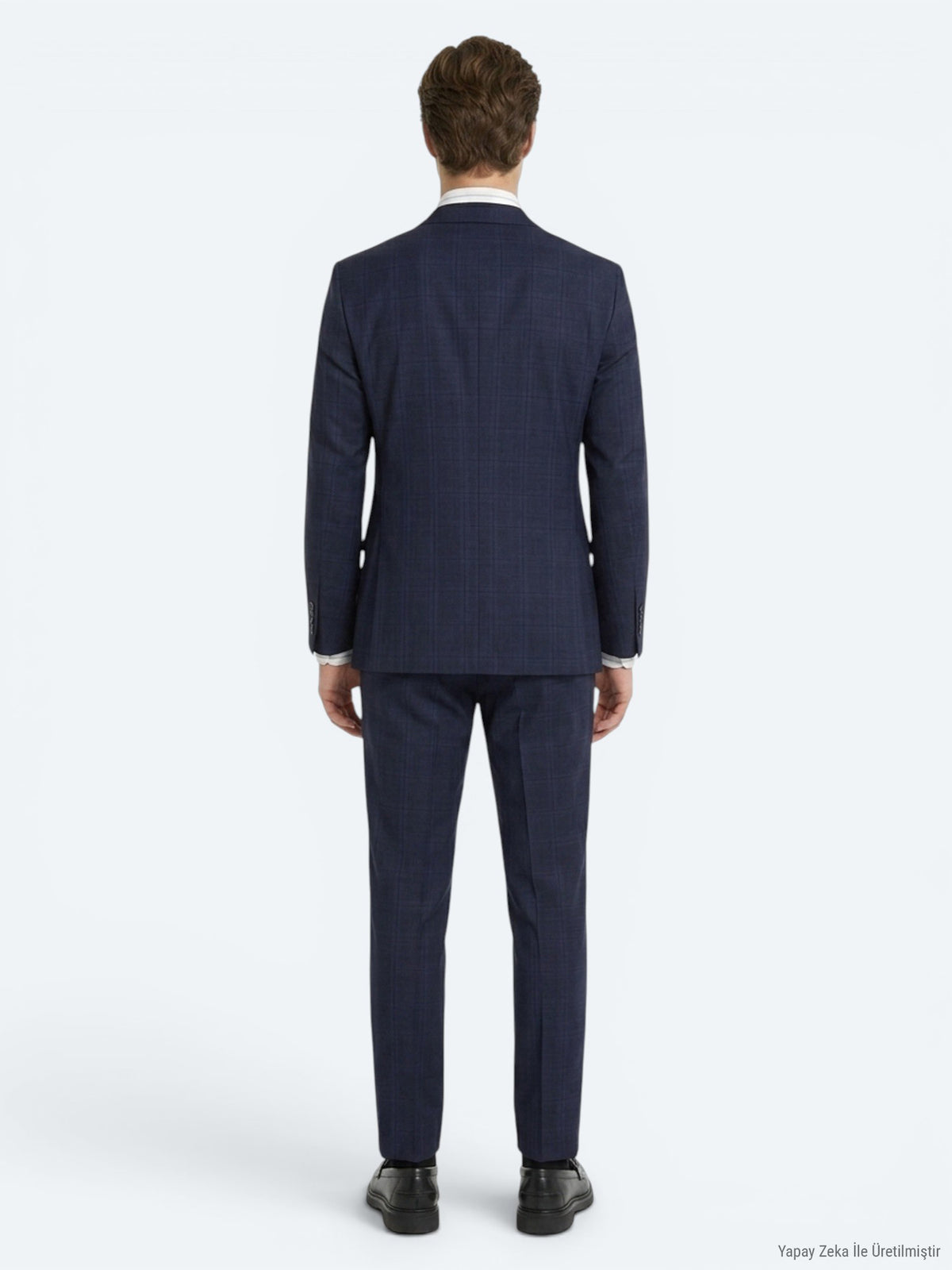 Lacivert Potikare Modern Fit %100 Yün Takım Elbise