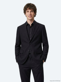 Siyah Mikro Modern Fit %100 Yün Ceket