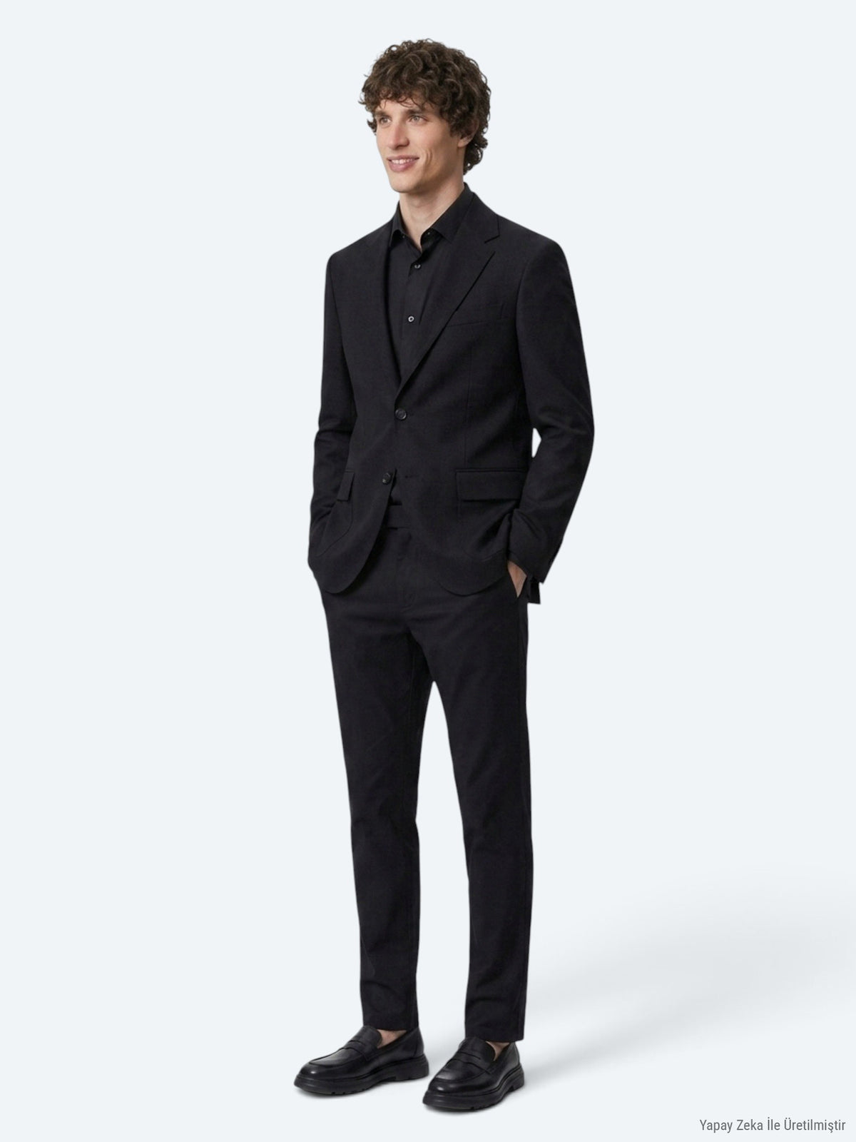 Siyah Mikro Modern Fit %100 Yün Ceket