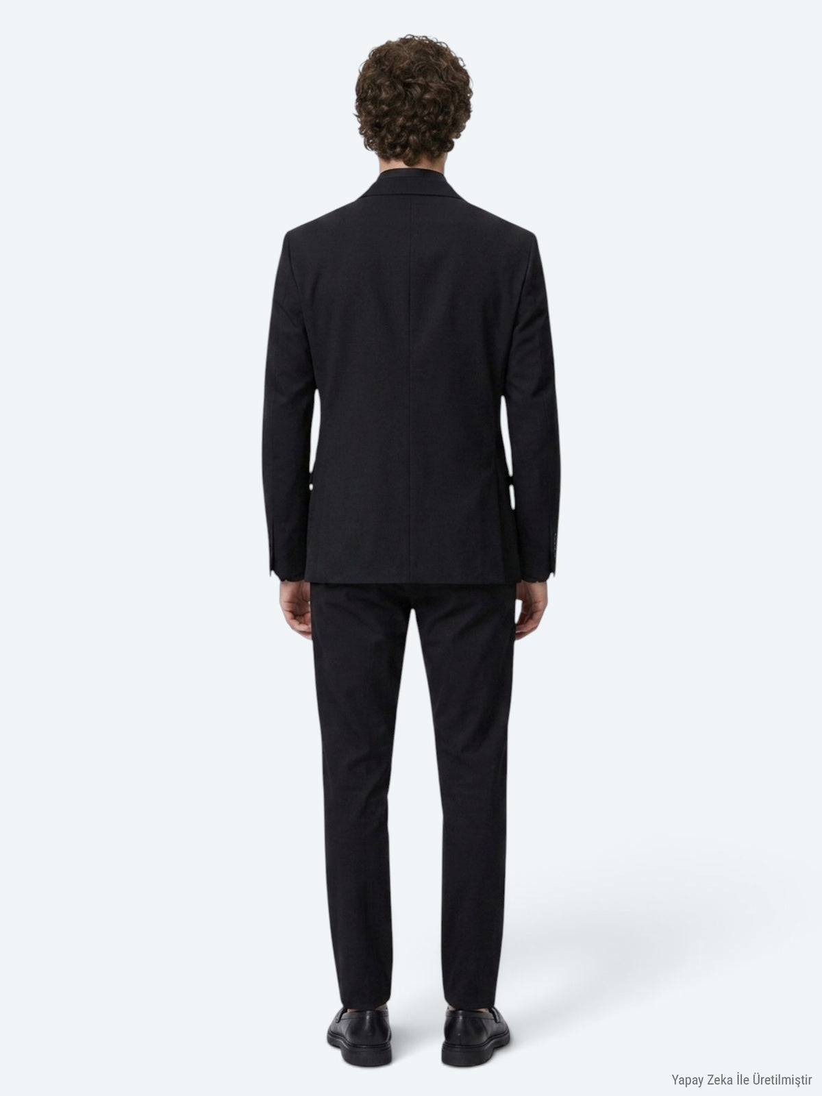 Siyah Mikro Modern Fit %100 Yün Ceket