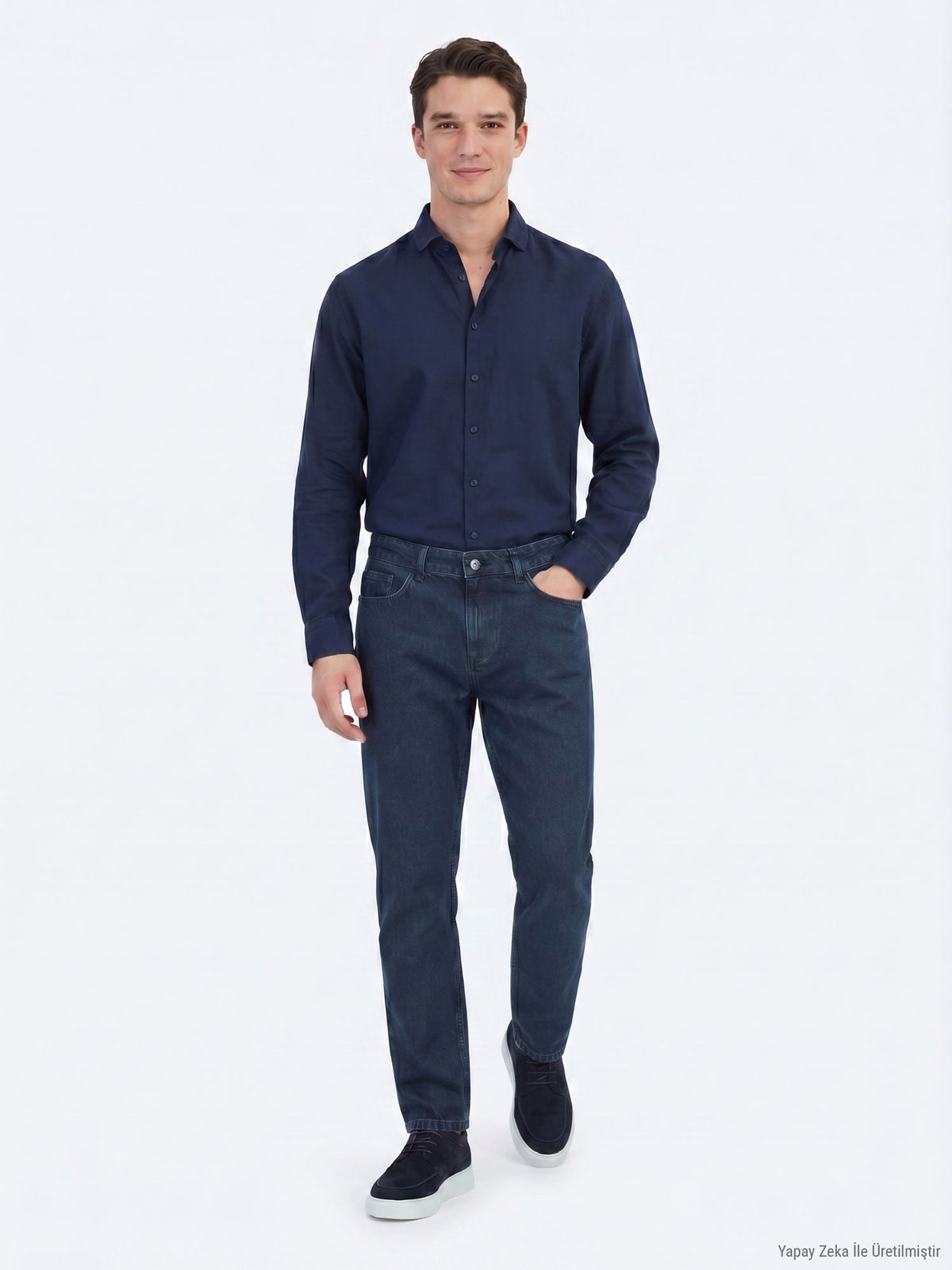 İndigo Regular Fit Denim %100 Pamuk Pantolon