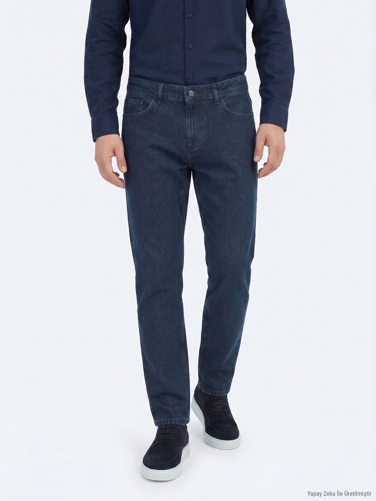 İndigo Regular Fit Denim %100 Pamuk Pantolon