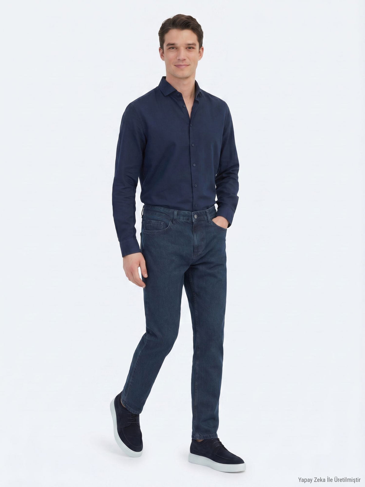 İndigo Regular Fit Denim %100 Pamuk Pantolon