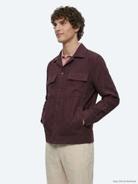 Bordo Düz Oversize Fit Uzun Dokuma Pamuk Karışımlı Overshırt
