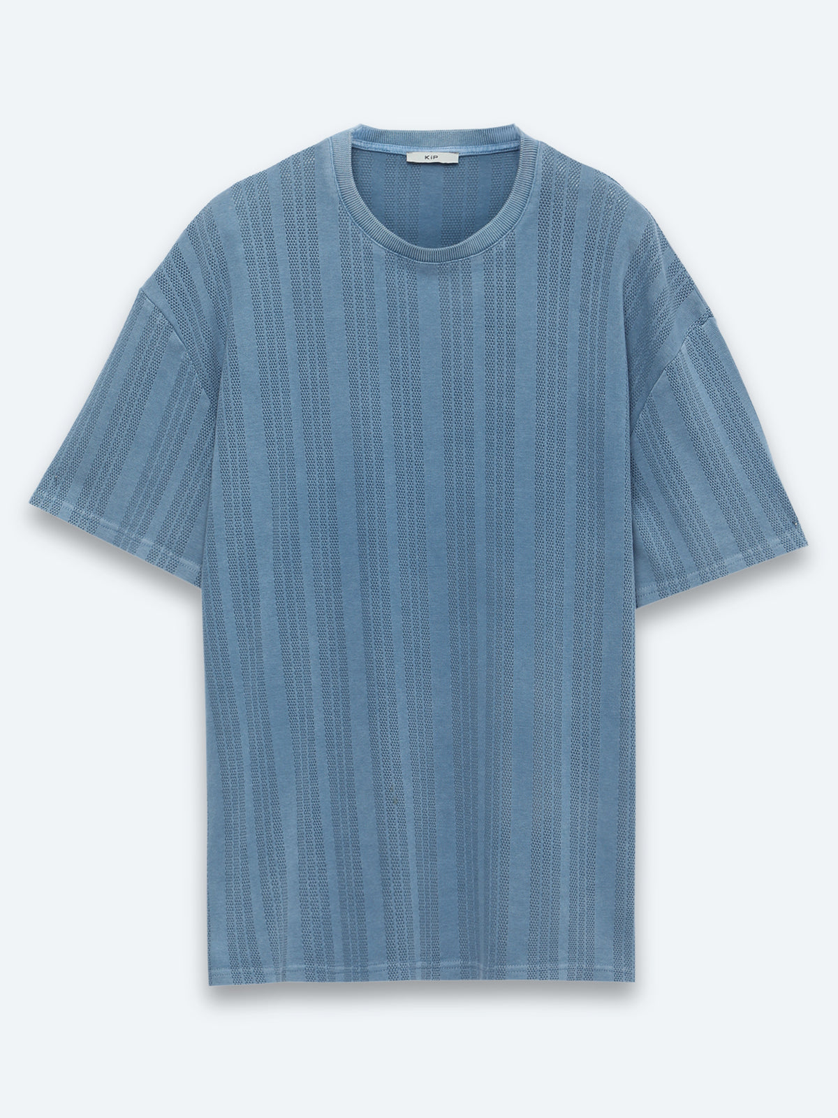 Mavi Çizgili %100 Pamuk T-Shirt
