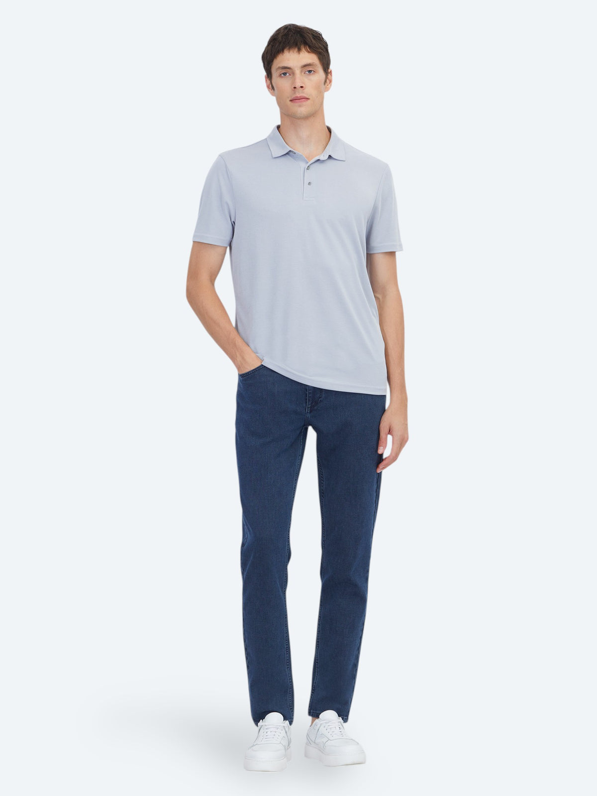 Lila Düz Polo Yaka T-Shirt