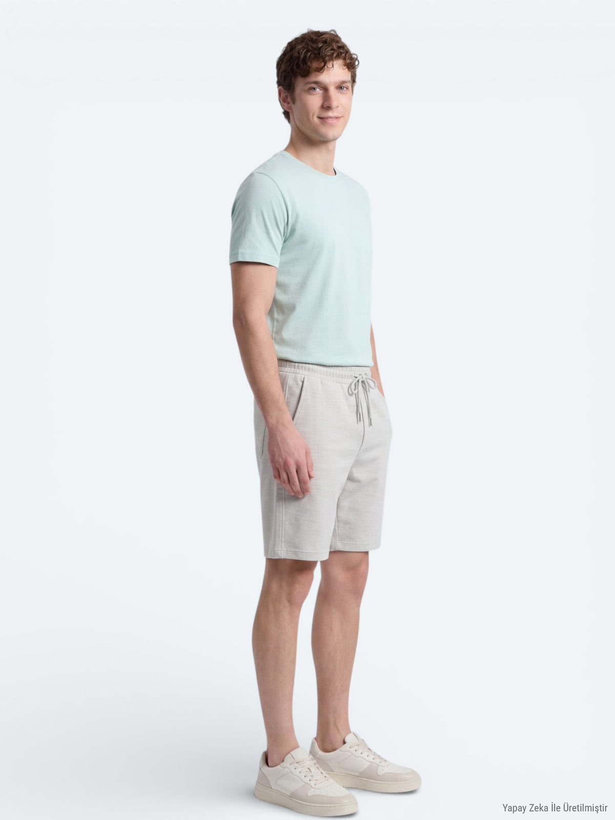Su Yeşili Düz Örme Regular Fit Casual Bermuda