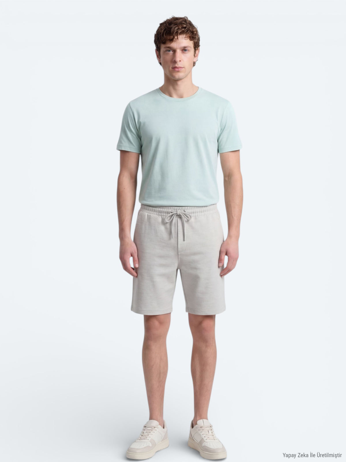 Su Yeşili Düz Örme Regular Fit Casual Bermuda