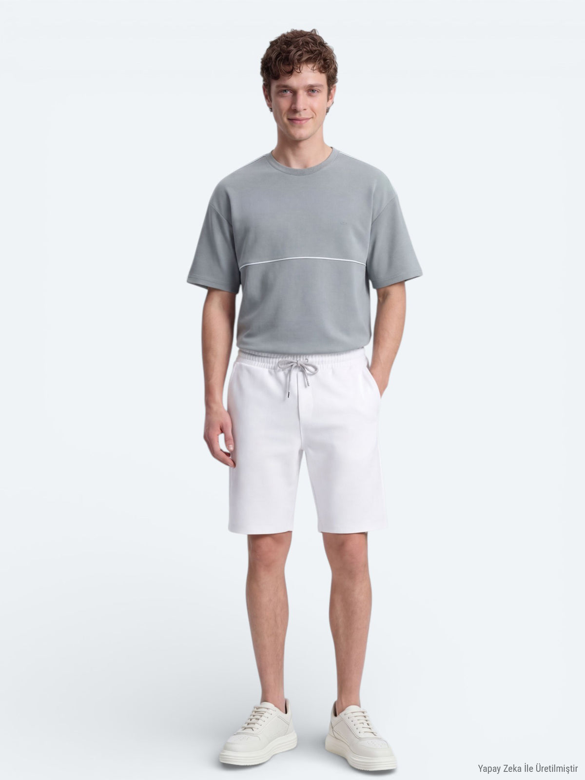 Ekru Düz Örme Regular Fit Casual Bermuda