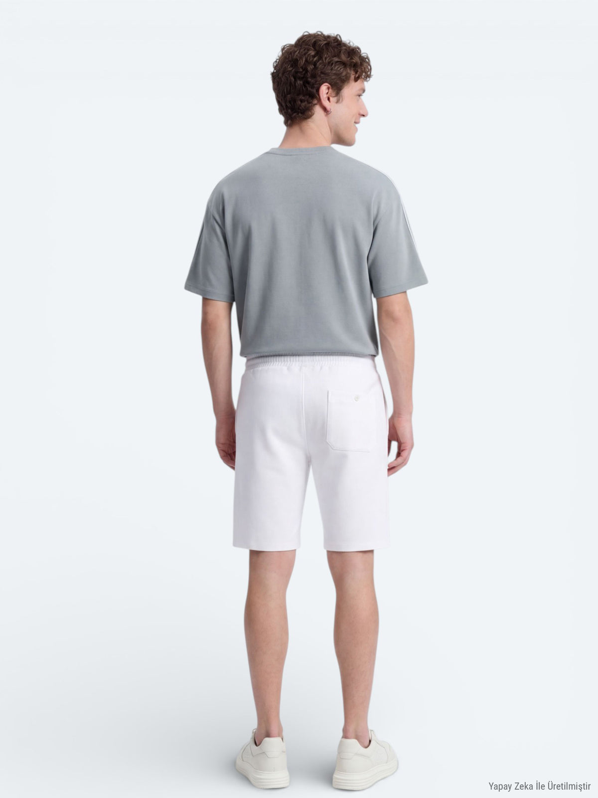 Ekru Düz Örme Regular Fit Casual Bermuda