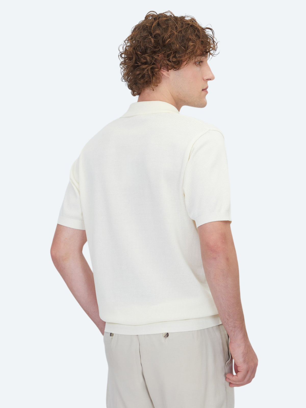 Bej Çizgili Polo Yaka %100 Pamuk T-Shirt