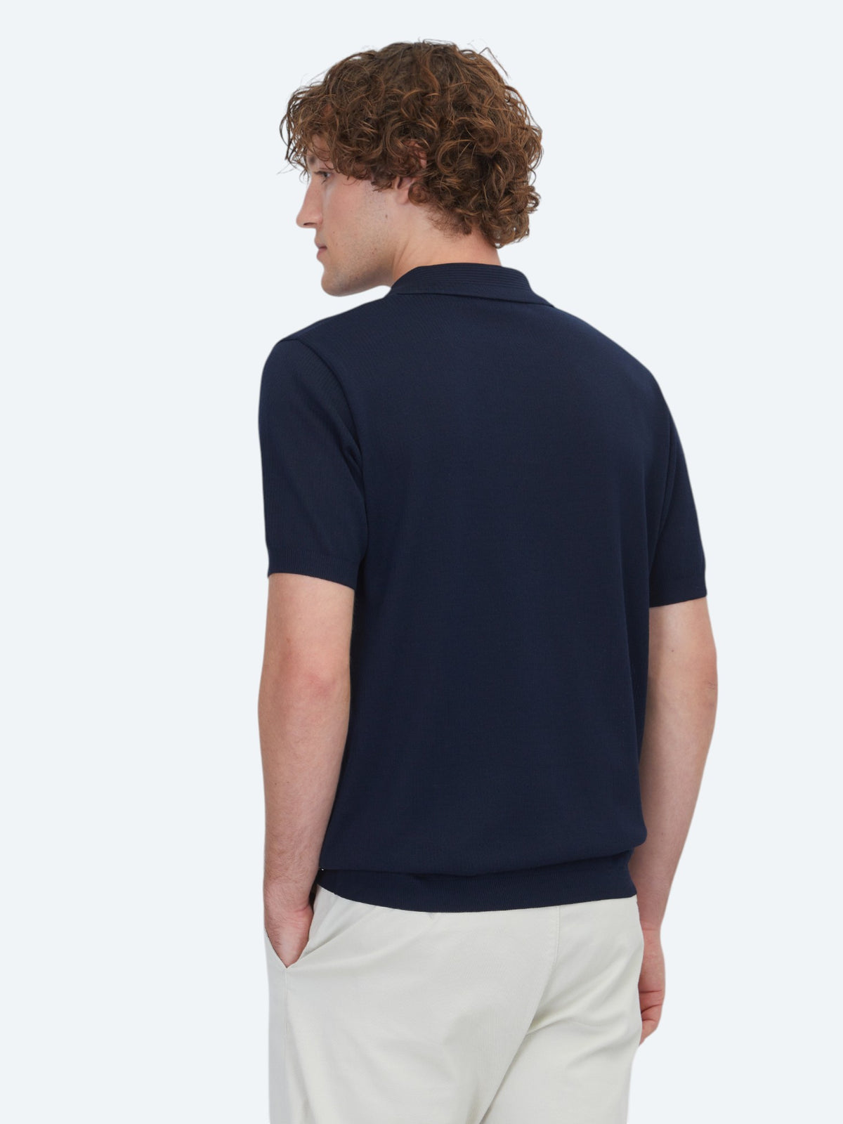 Lacivert Çizgili Polo Yaka %100 Pamuk T-Shirt
