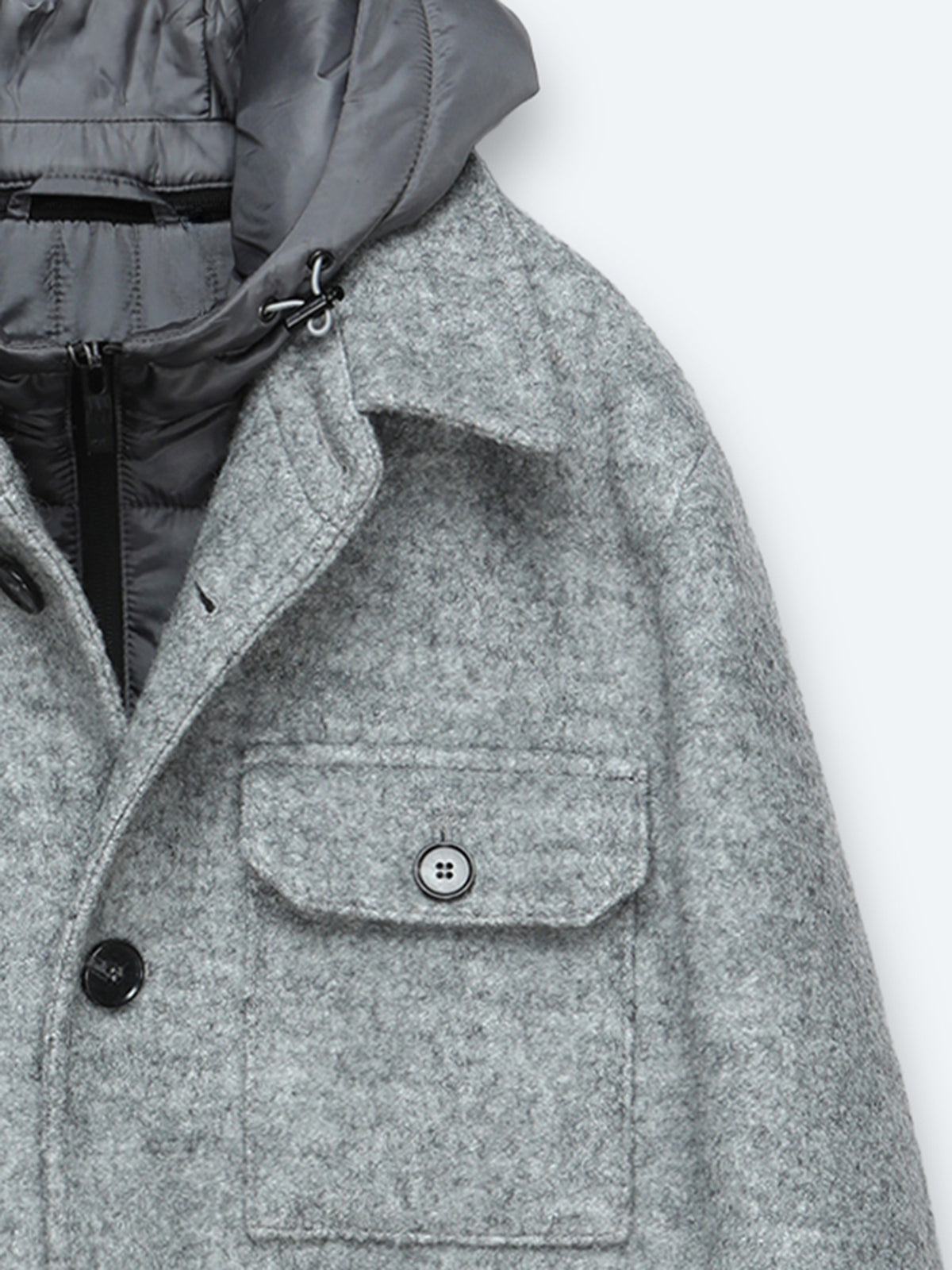 Gri Regular Fit Kapüşonlu Smart Casual Dokuma Mont