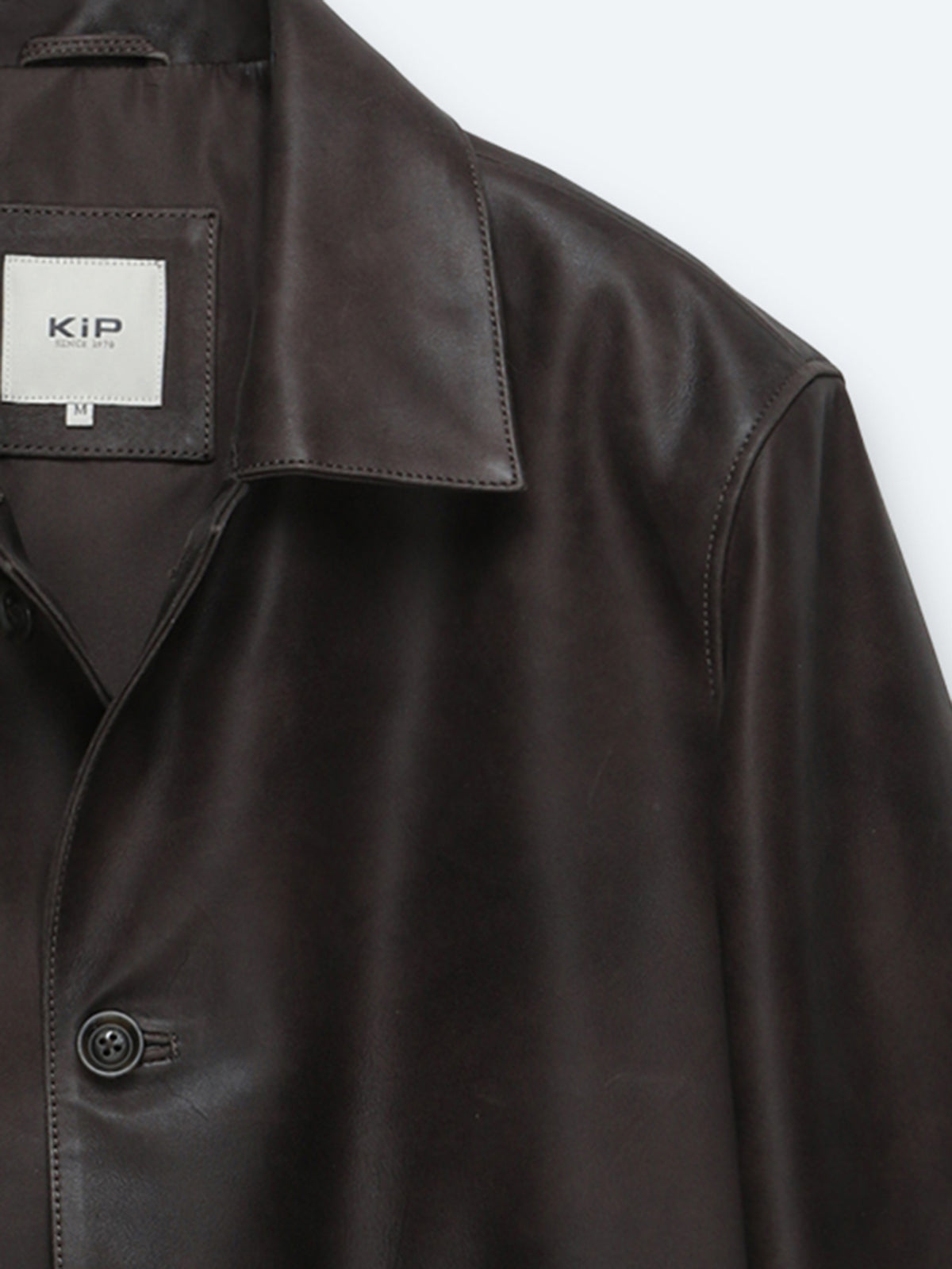 Kahverengi Regular Fit Gömlek Yaka Casual Deri Deri Mont