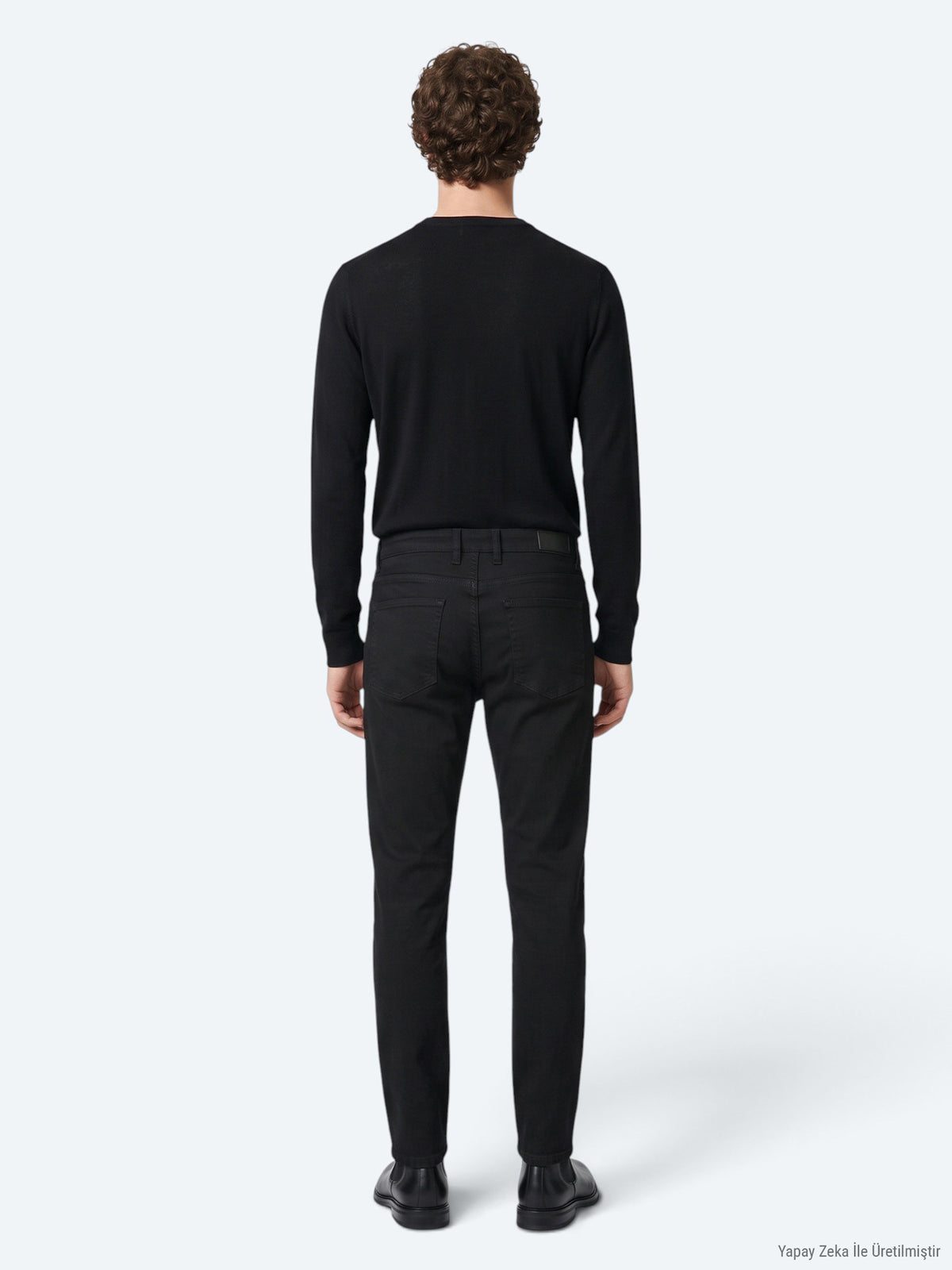 Siyah Düz Dokuma Slim Fit Spor Pamuk Karışımlı Pantolon