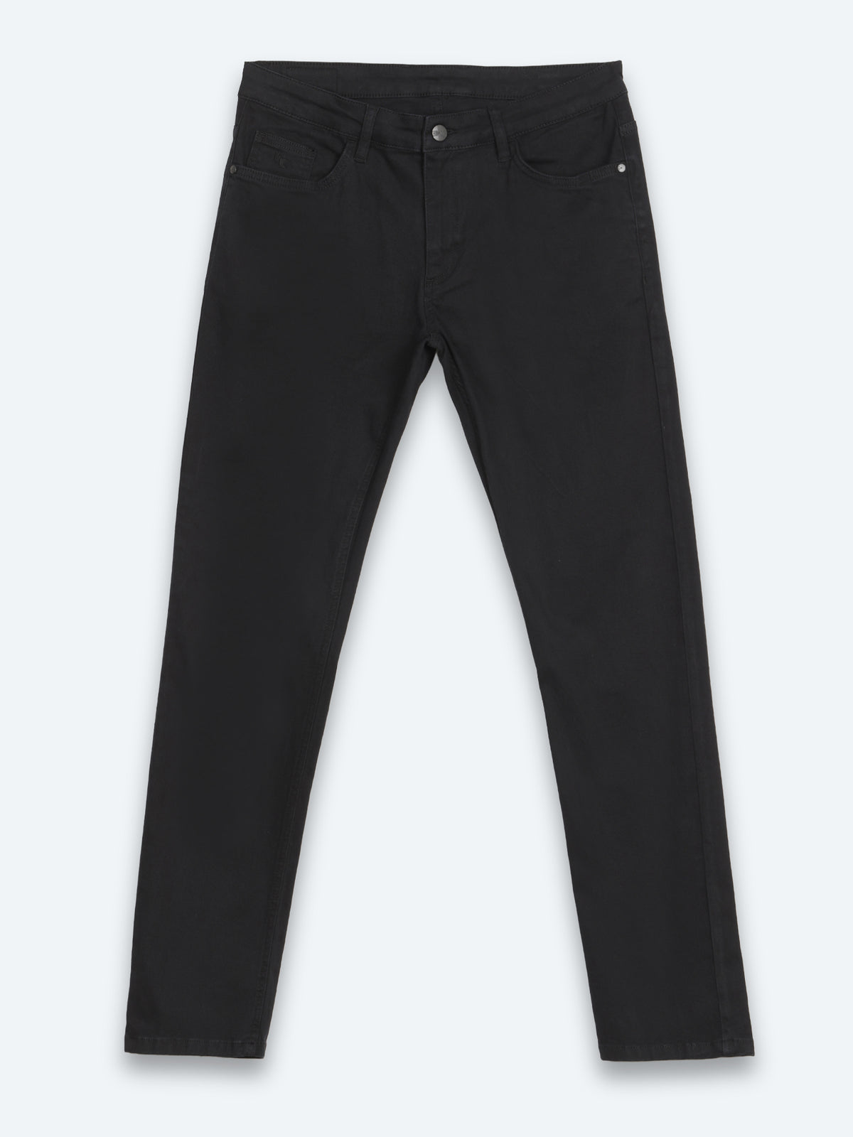 Siyah Düz Dokuma Slim Fit Spor Pamuk Karışımlı Pantolon
