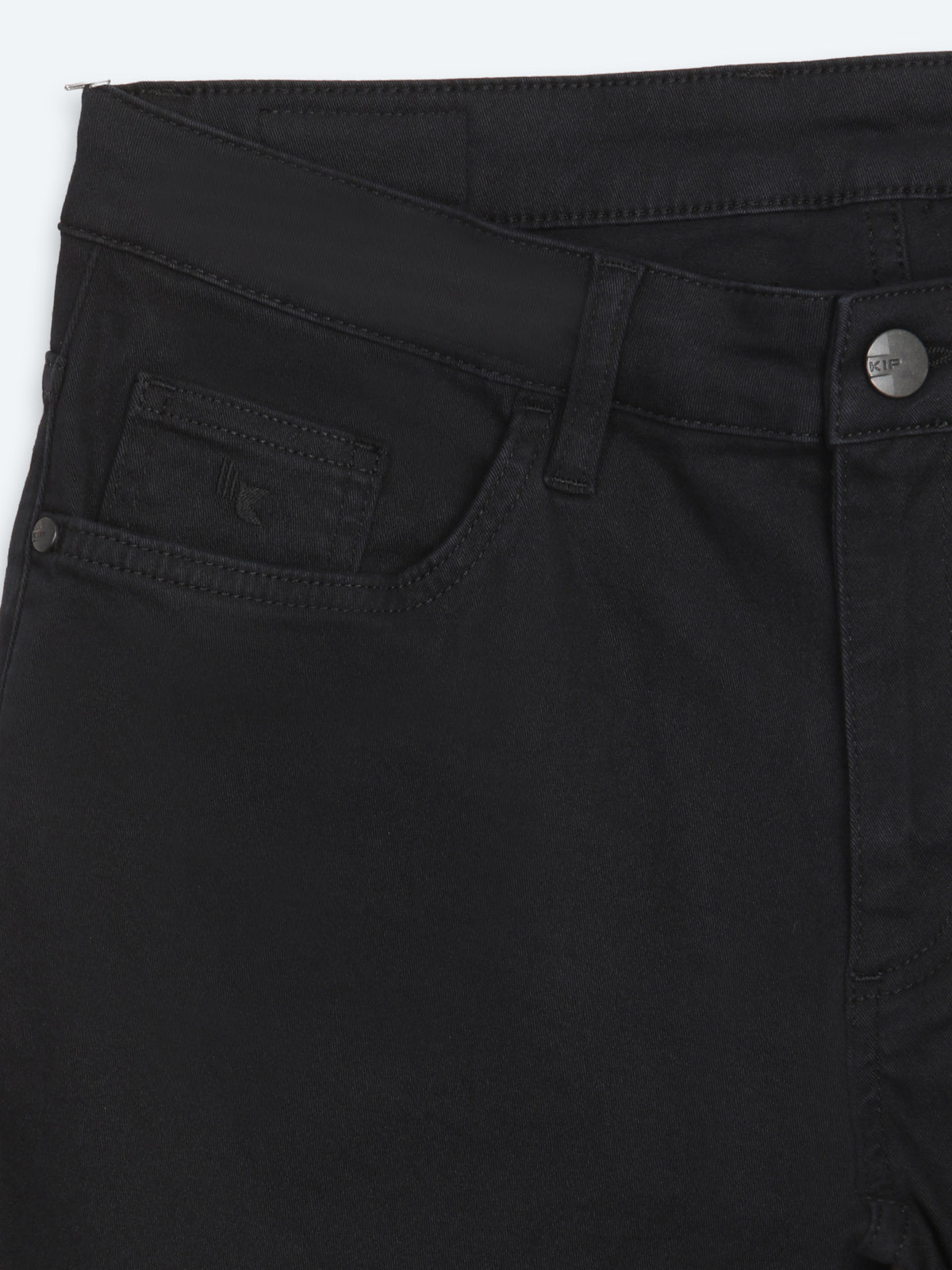 Siyah Düz Dokuma Slim Fit Spor Pamuk Karışımlı Pantolon