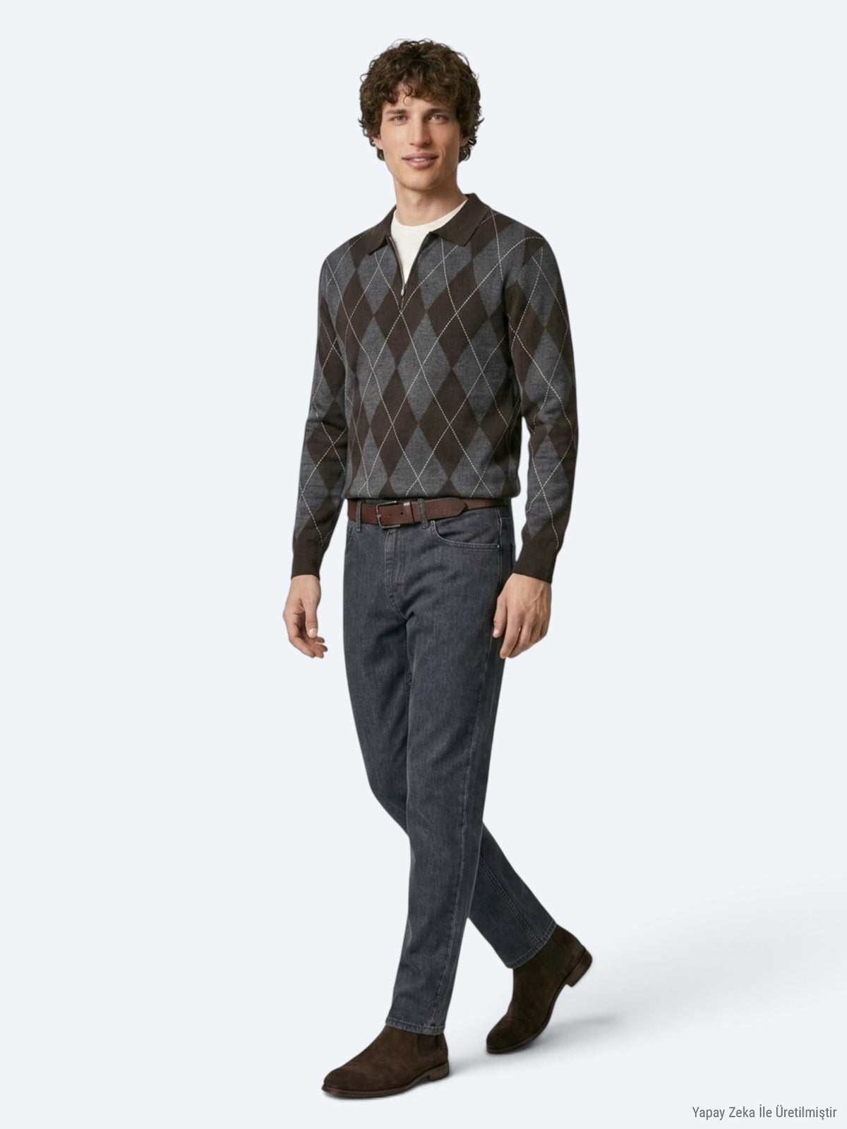 Koyu Mavi Düz Slim Fit Denim Pamuk Karışımlı Pantolon