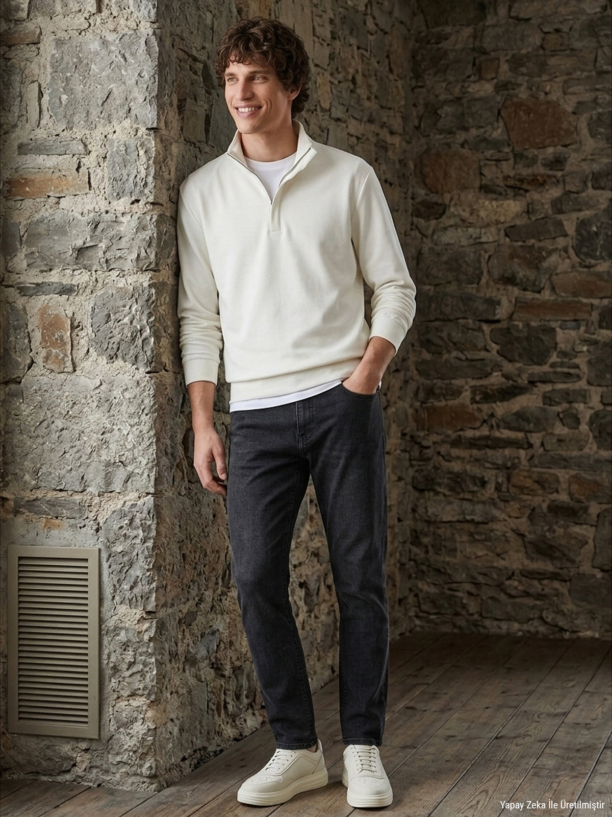Koyu Gri Düz Slim Fit Denim Pamuk Karışımlı Pantolon