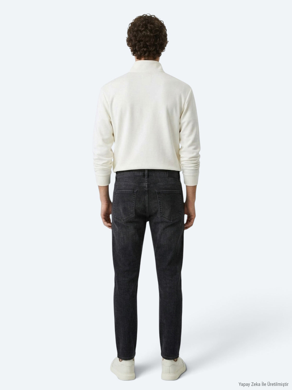 Koyu Gri Düz Slim Fit Denim Pamuk Karışımlı Pantolon