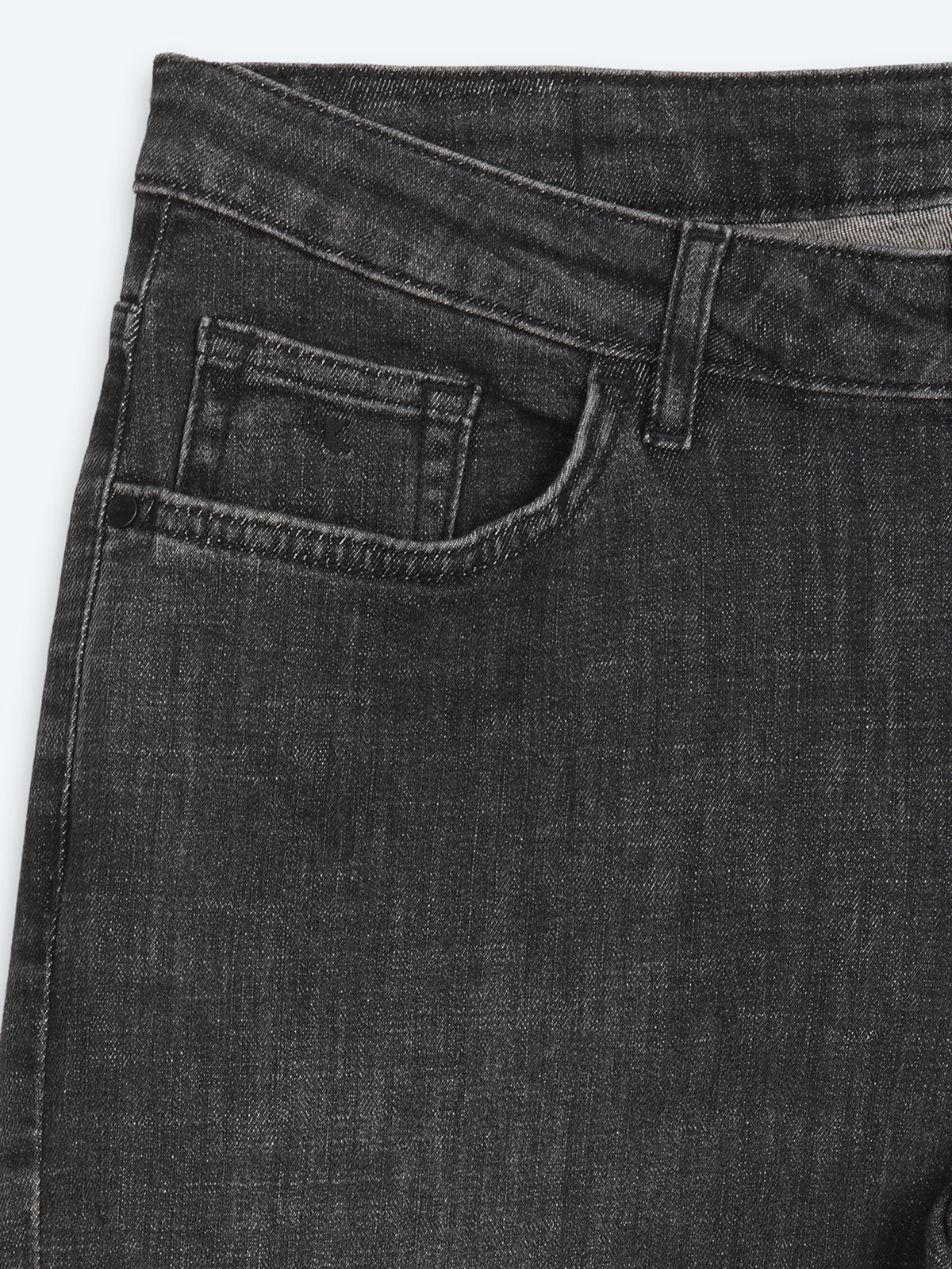 Koyu Gri Düz Slim Fit Denim Pamuk Karışımlı Pantolon