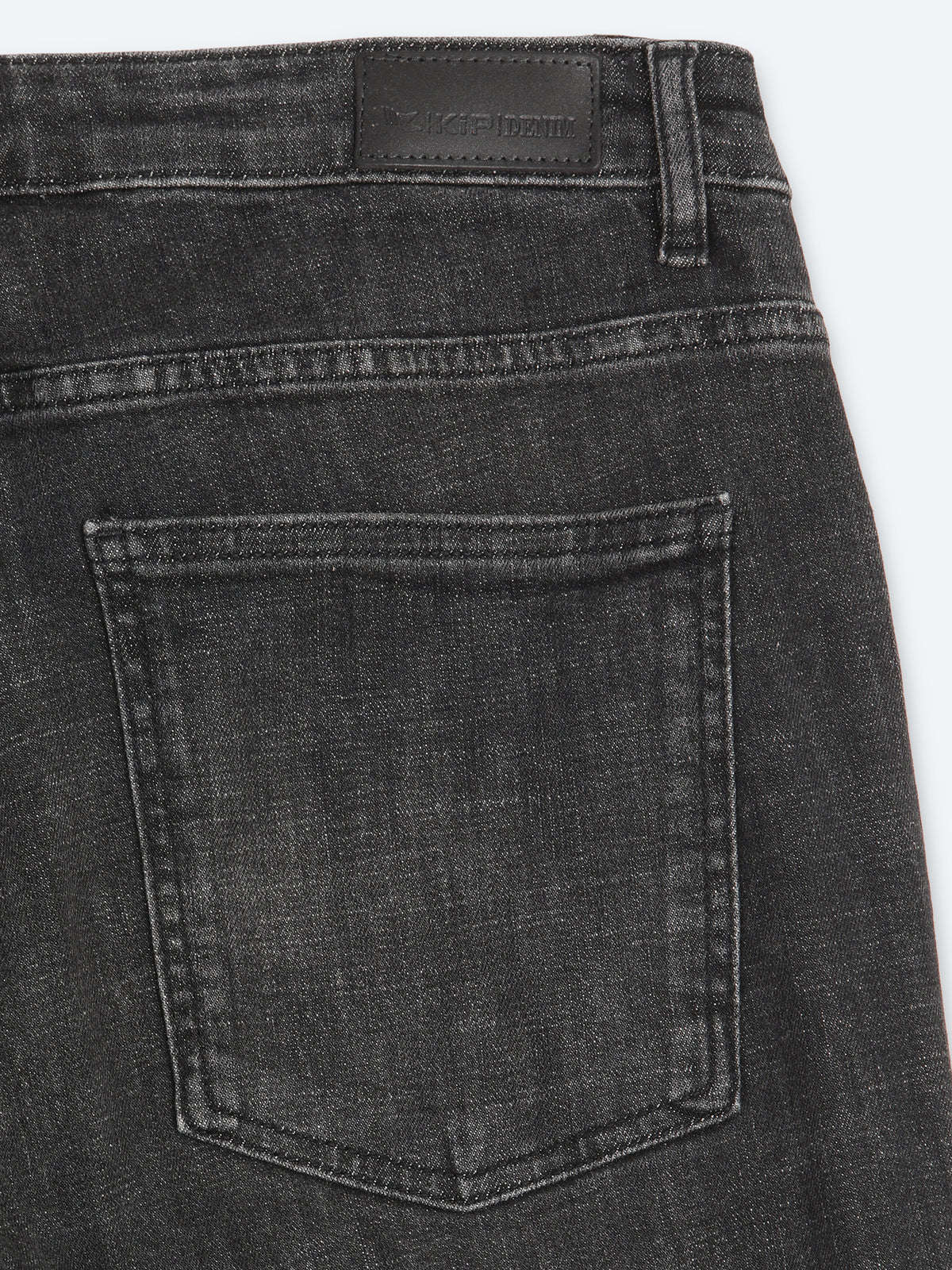 Koyu Gri Düz Slim Fit Denim Pamuk Karışımlı Pantolon