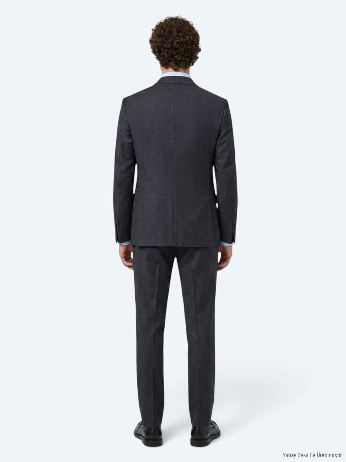 Lacivert Kareli Modern Fit %100 Yün Takım Elbise