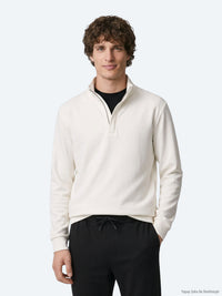 Ekru Dik Yaka Düz Sweatshirt