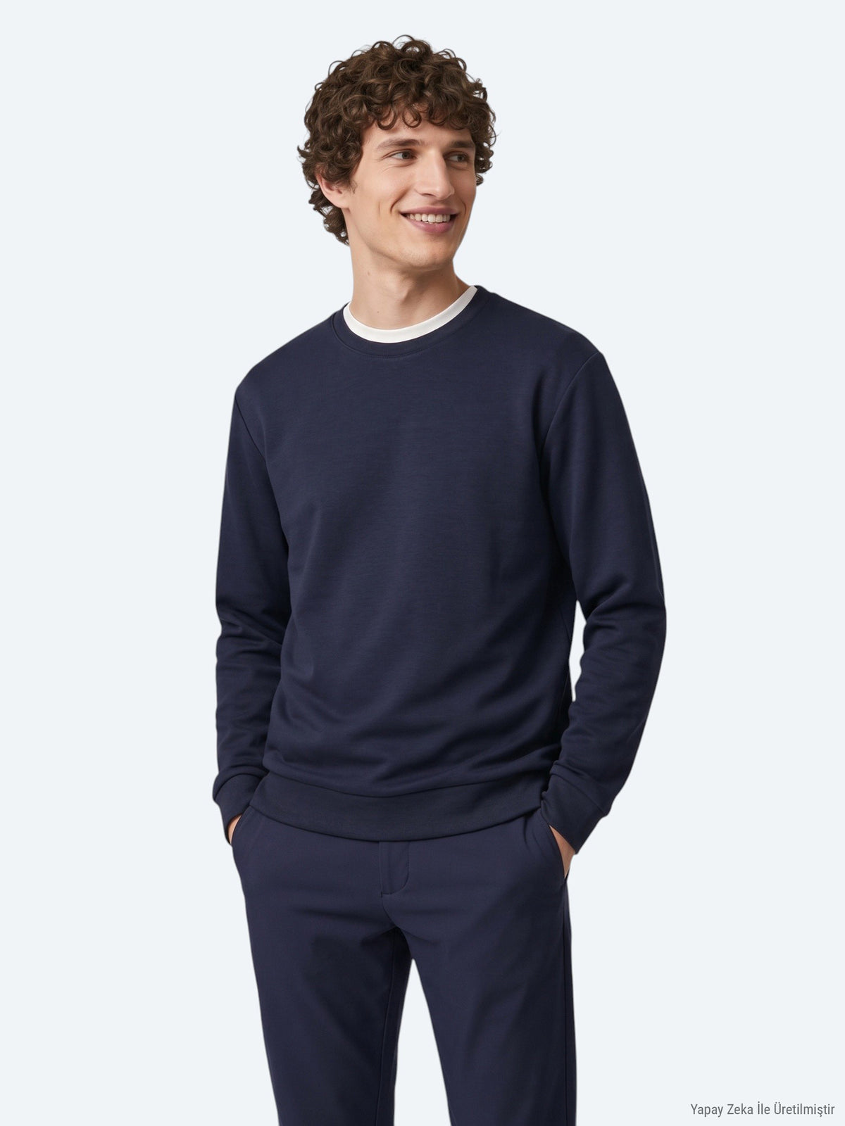 Lacivert Düz Sweatshirt
