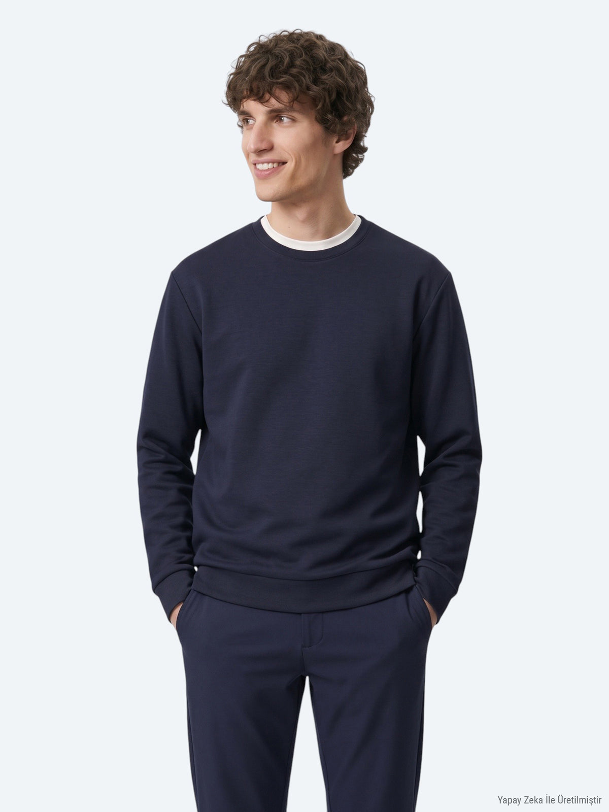 Lacivert Düz Sweatshirt