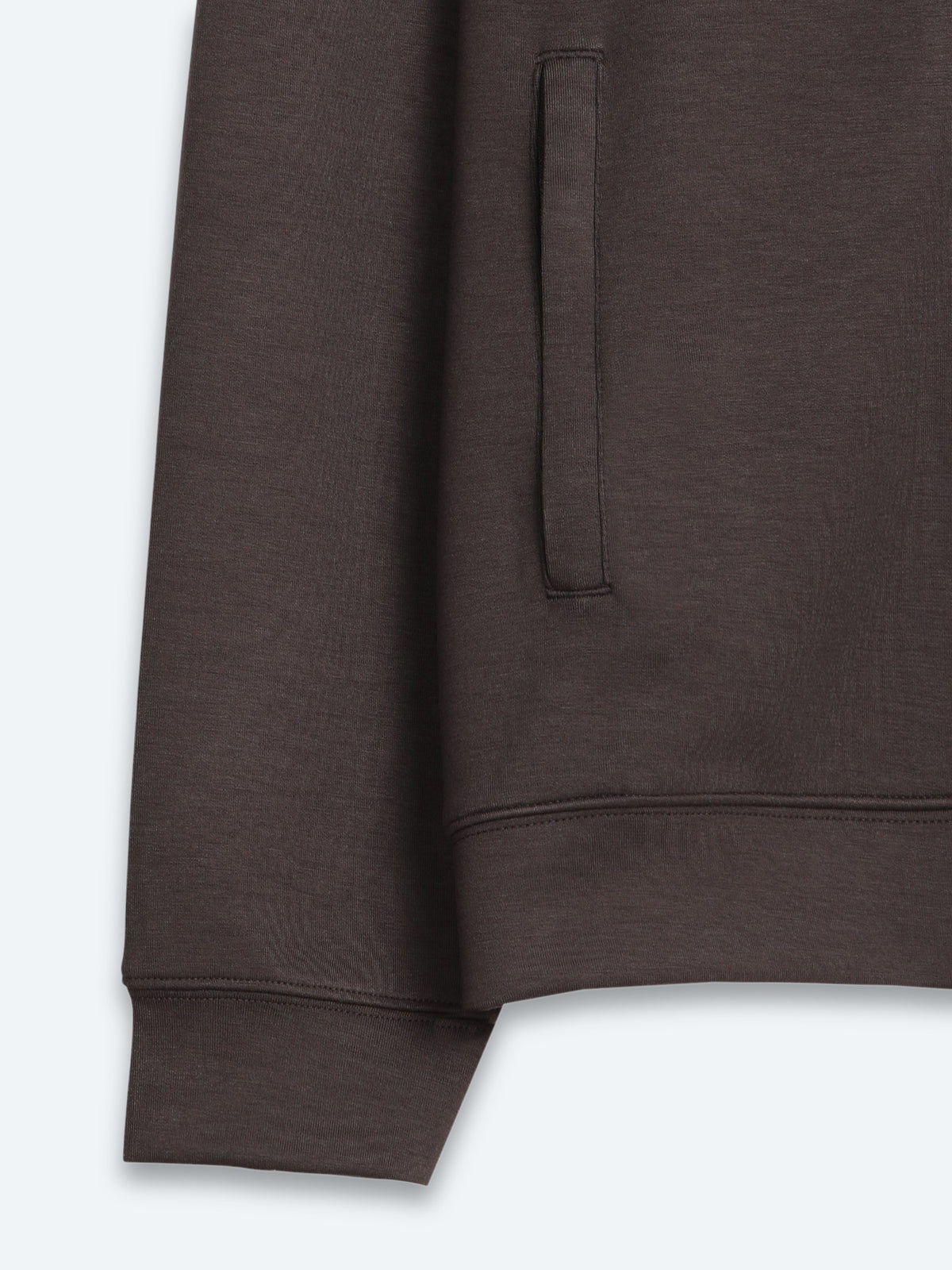 Kahverengi Dik Yaka Düz Sweatshirt
