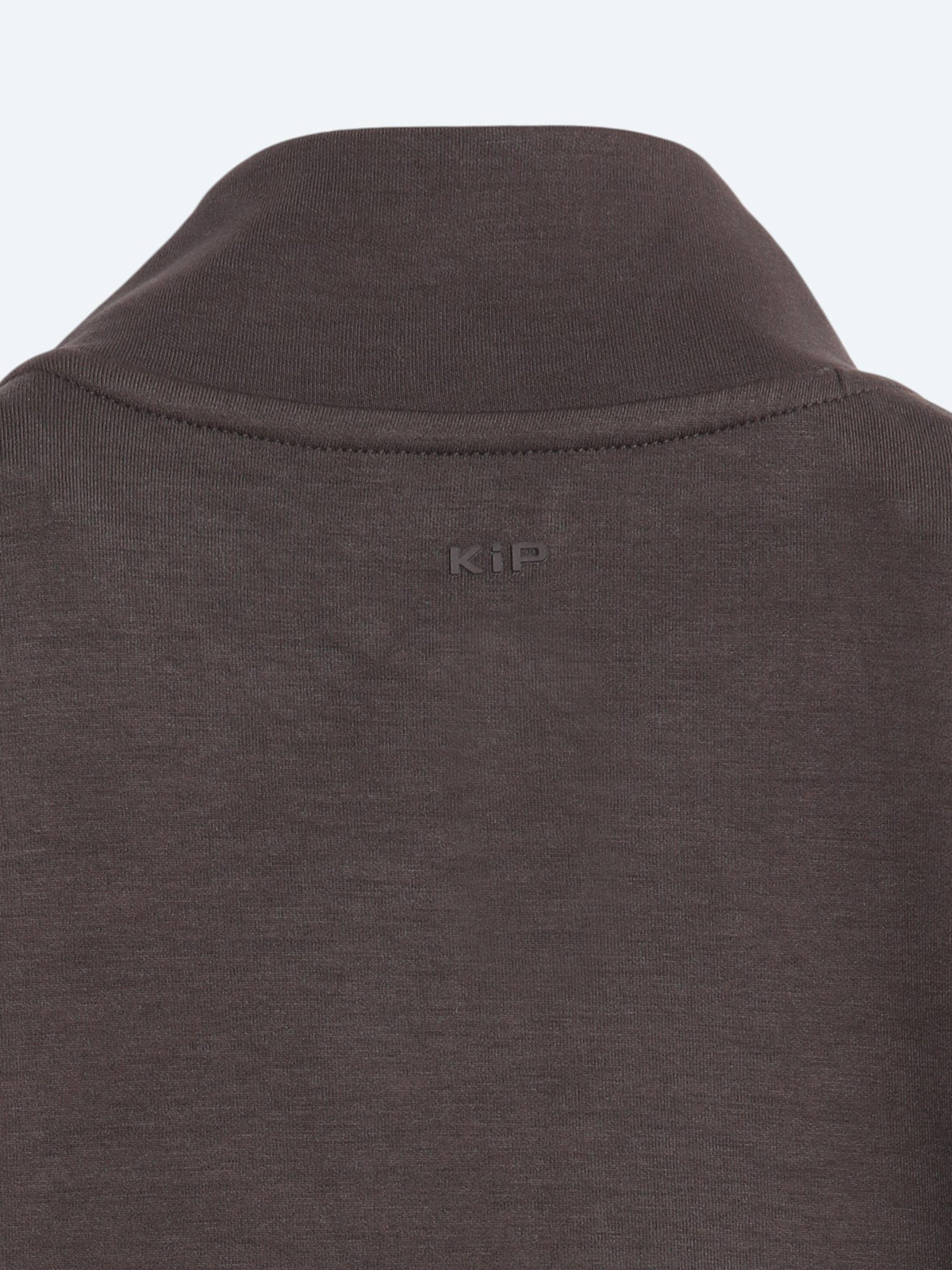 Kahverengi Dik Yaka Düz Sweatshirt