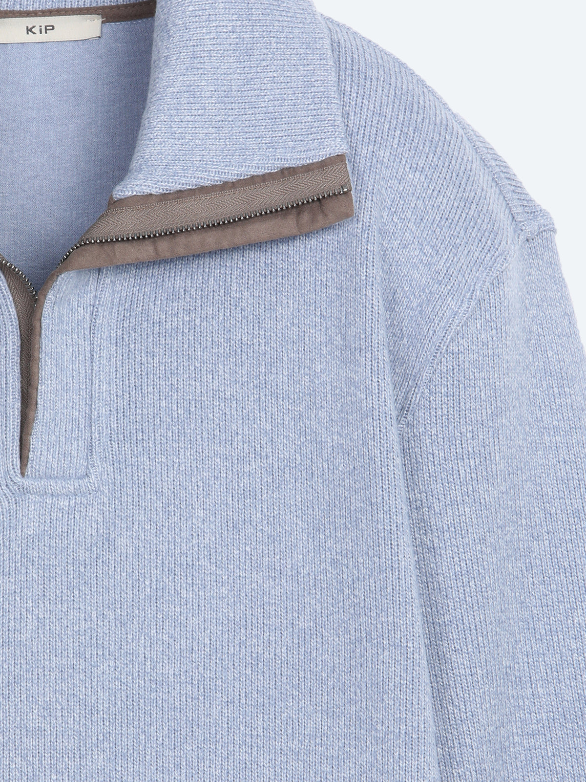 Mavi Dik Yaka Desenli Sweatshirt