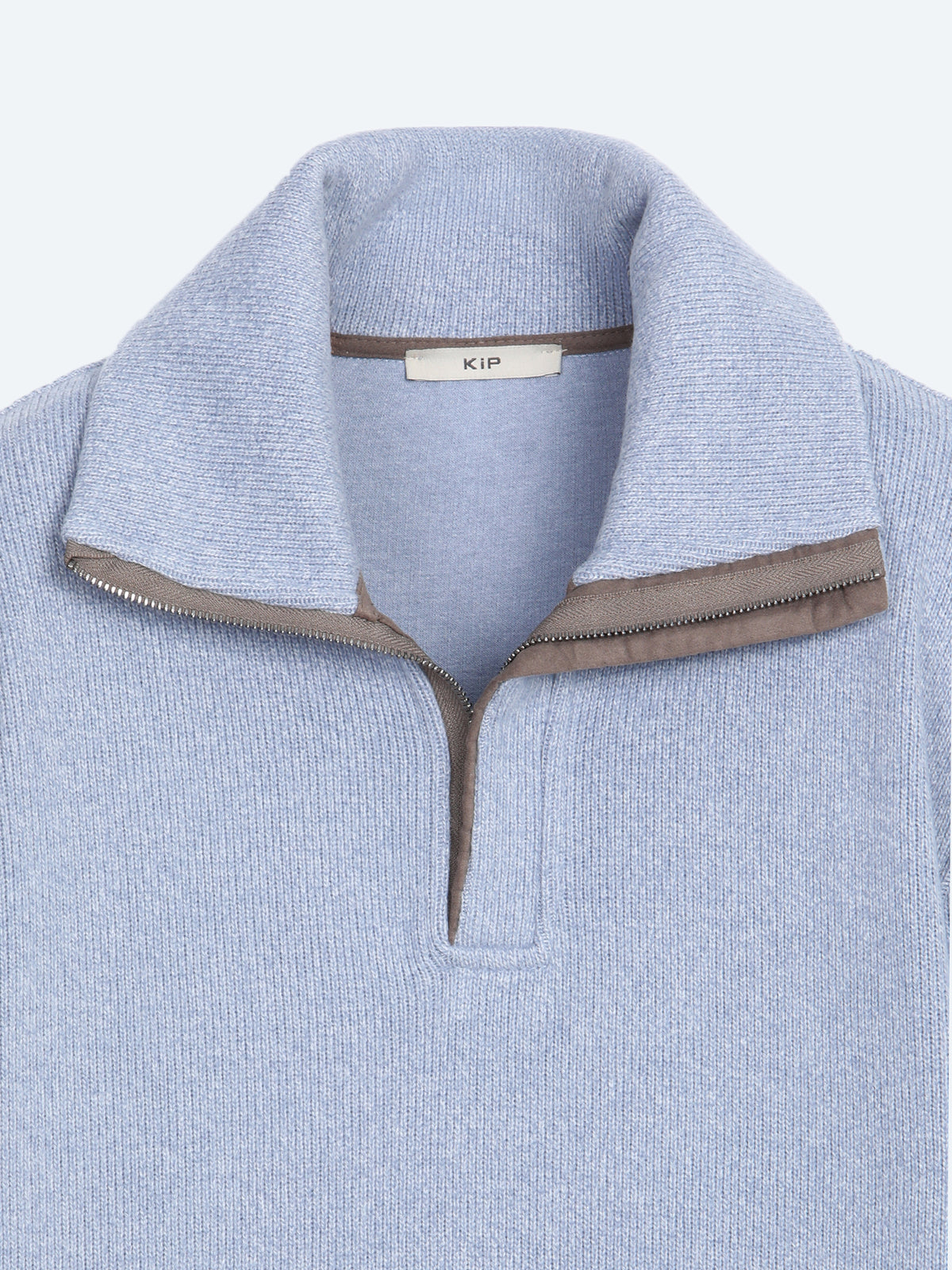 Mavi Dik Yaka Desenli Sweatshirt