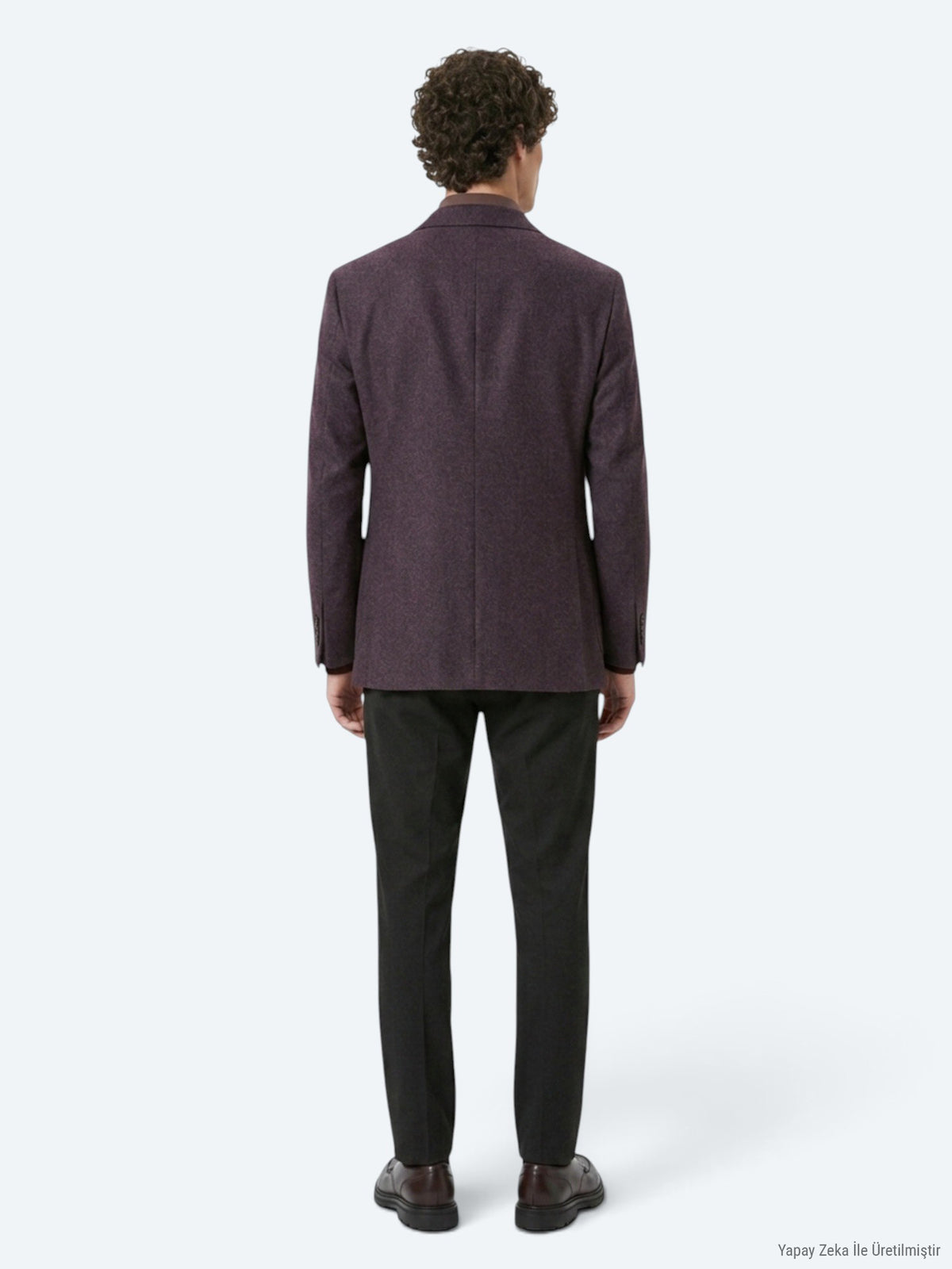 Bordo Desenli Modern Fit Yün Karışımlı Örme Ceket