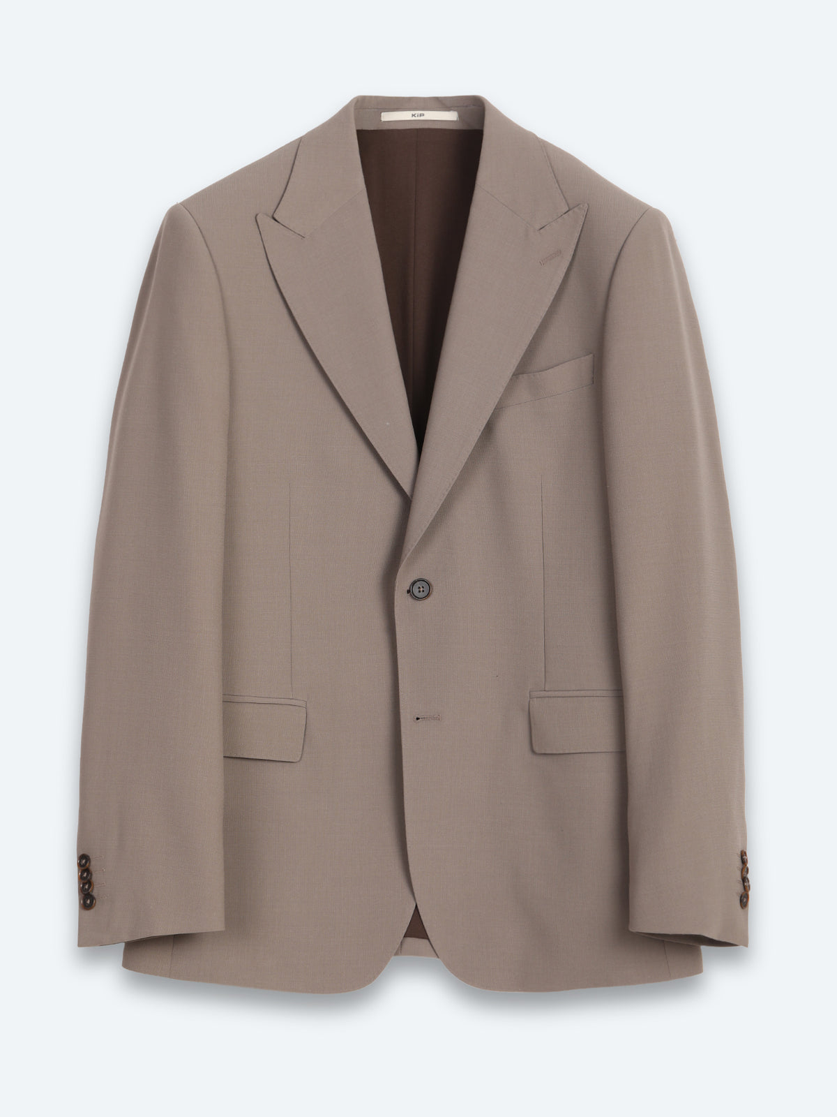 Haki Çizgili Modern Fit Yün Karışımlı Takım Elbise