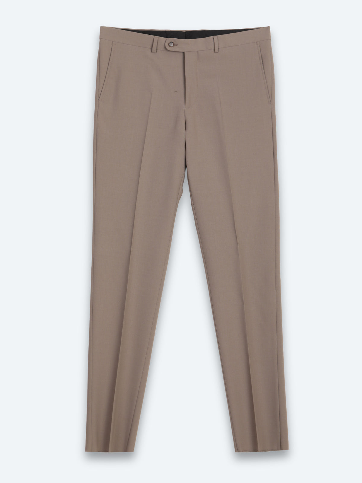 Haki Çizgili Modern Fit Yün Karışımlı Takım Elbise