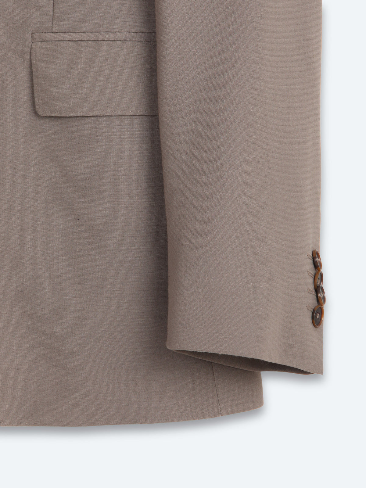 Haki Çizgili Modern Fit Yün Karışımlı Takım Elbise