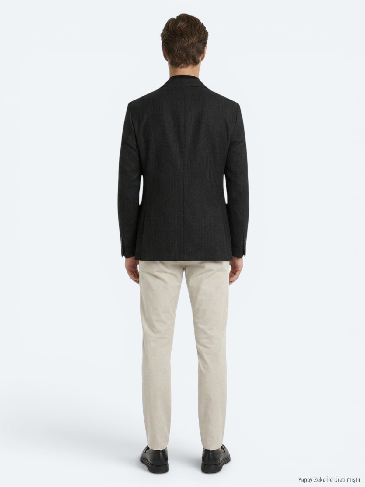 Siyah Mikro Modern Fit Yün Karışımlı Ceket