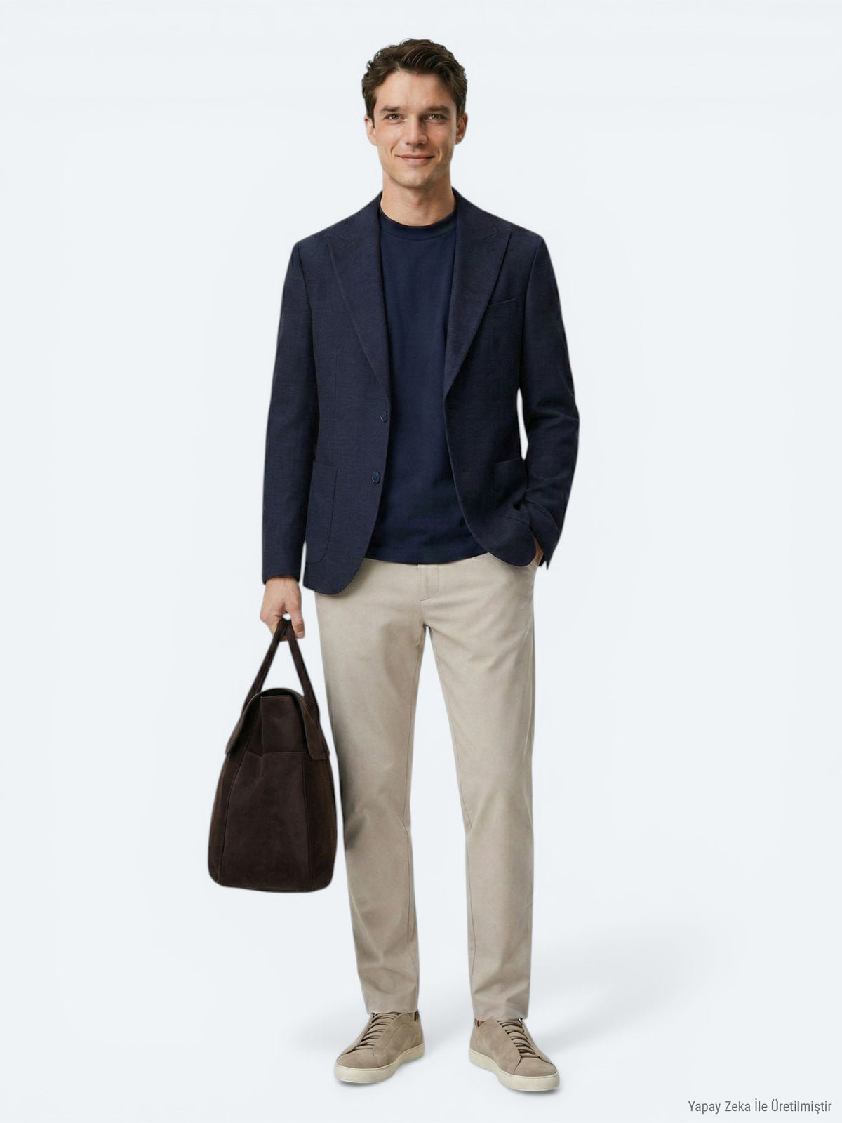 Lacivert Mikro Modern Fit Yün Karışımlı Ceket